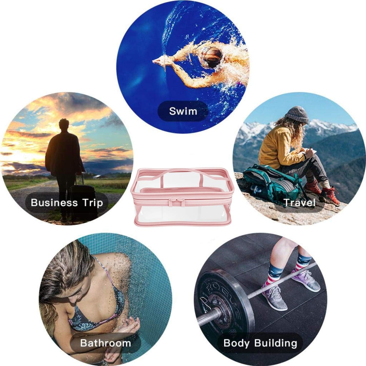 Custom Logo Waterproof Zipper Makeup Bag Private Label Portable Travel Storage Pouch Factory 2 Pcs