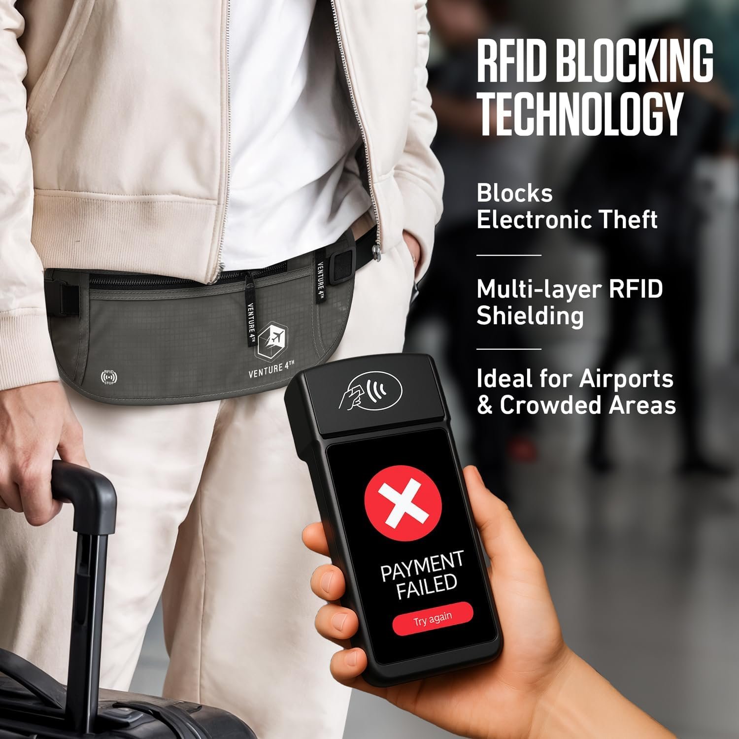 Custom Logo Money Belt for Travel – RFID Blocking Hidden Under-Clothes Passport Holder & Private Label Slim Travel Wallet Pouch for Men & Women to Protect Cash Cards & Documents from Factory (Gray)