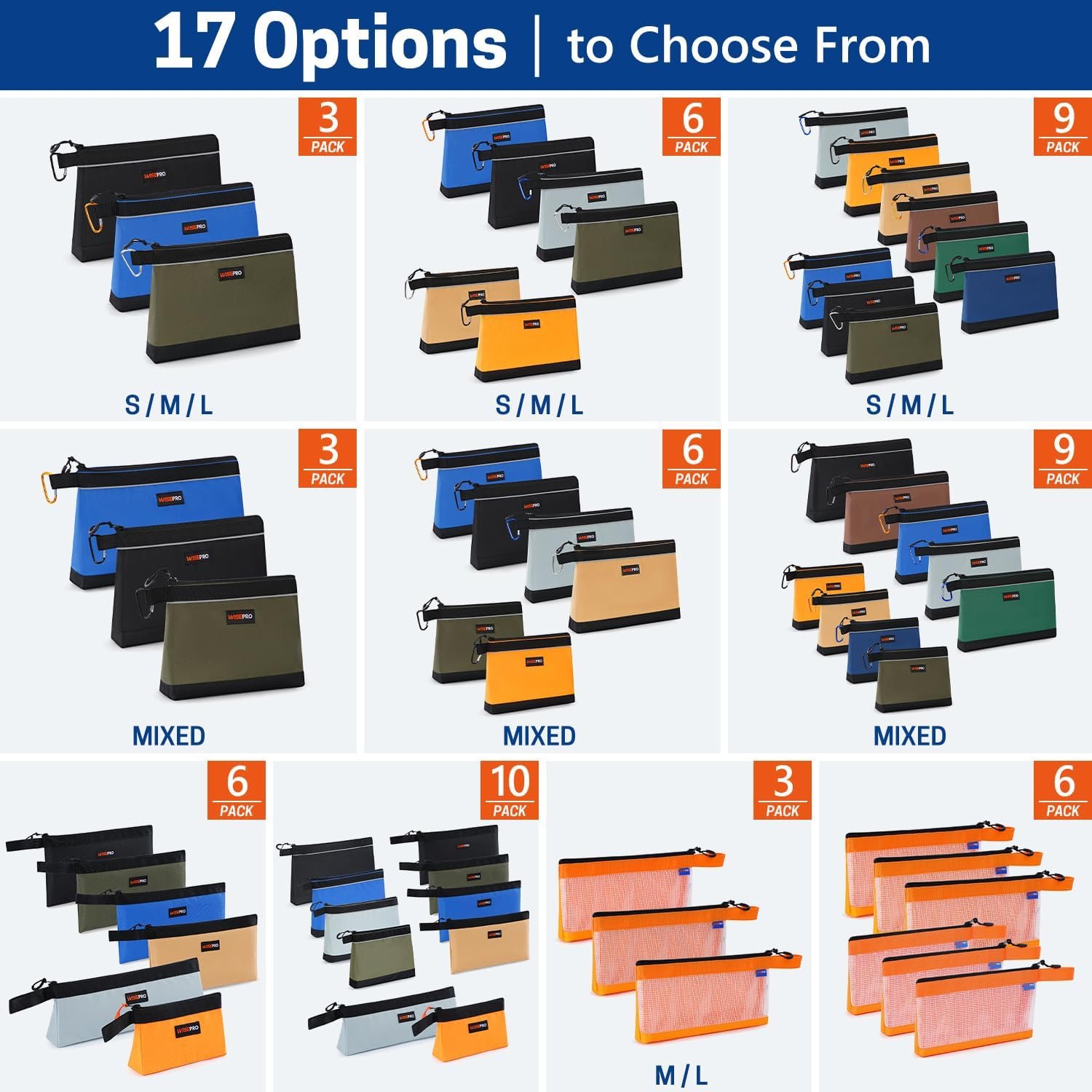 Private Label Zipper Tool Pouches Manufacturer Multi-Purpose Utility Organizer Bags for Small Hand Tools Screws Nails Hardware Pliers Wrenches Custom Logo Storage Pouch Set for Electricians Plumbers HVAC Mechanics