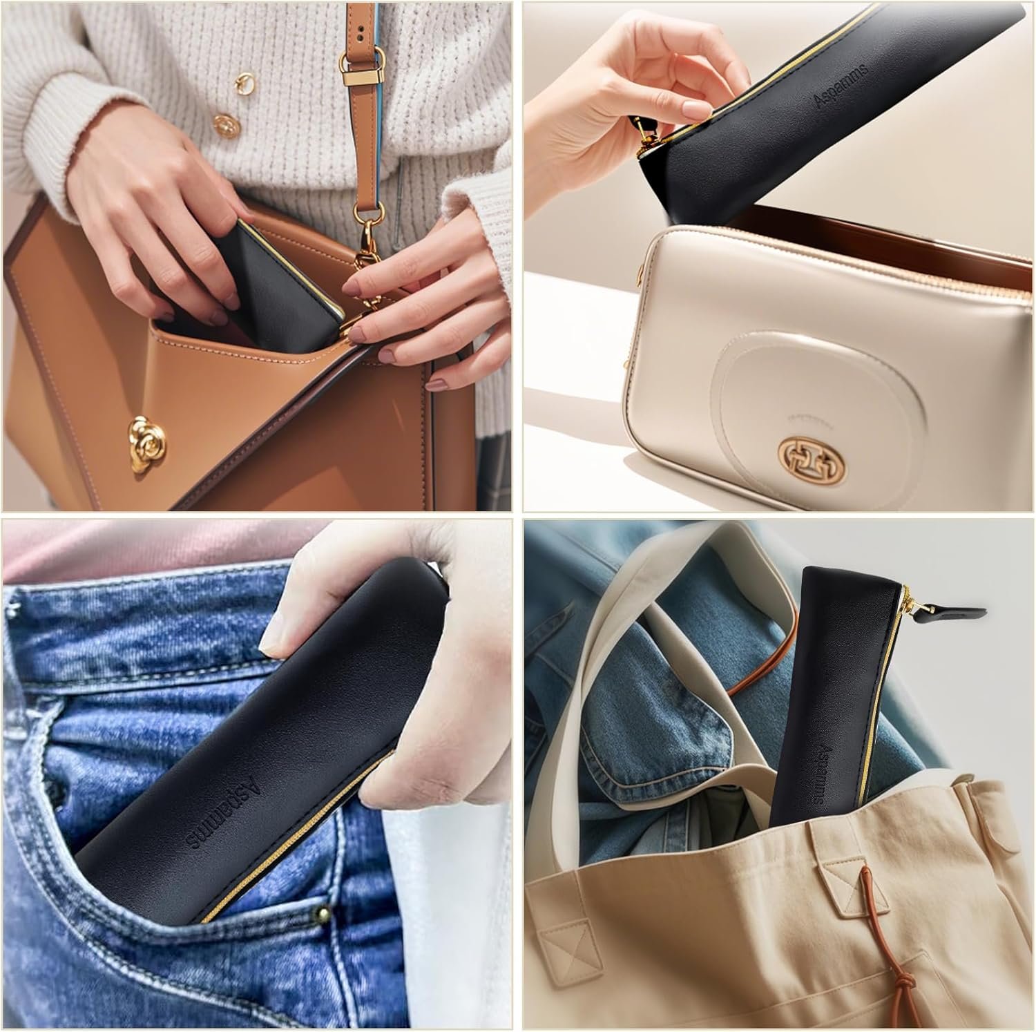 Custom Logo 3PCS Small Makeup Bags for Purse Private Label Mini Portable Cosmetic Bags for Women Leather Coin Purse Lipstick Organizer Small Travel Kit Pouch Manufacturer