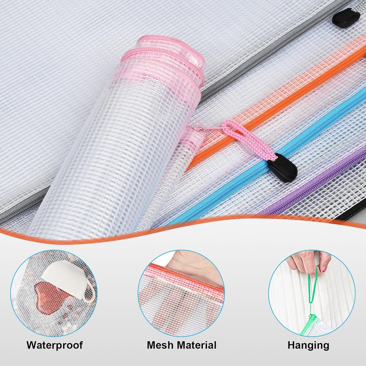 Private Label 12 Pack A3 Waterproof Mesh Zipper Pouches Custom Logo Board Game Puzzle Storage Organizer for Office School Supplies Home Travel Manufacturer