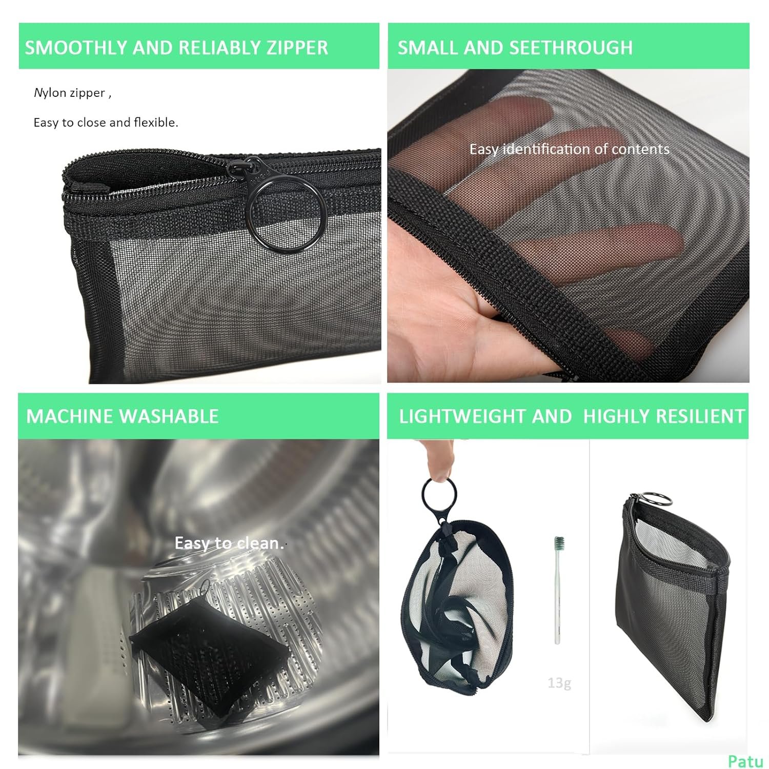 Custom Logo Mini Zipper Mesh Bags 4