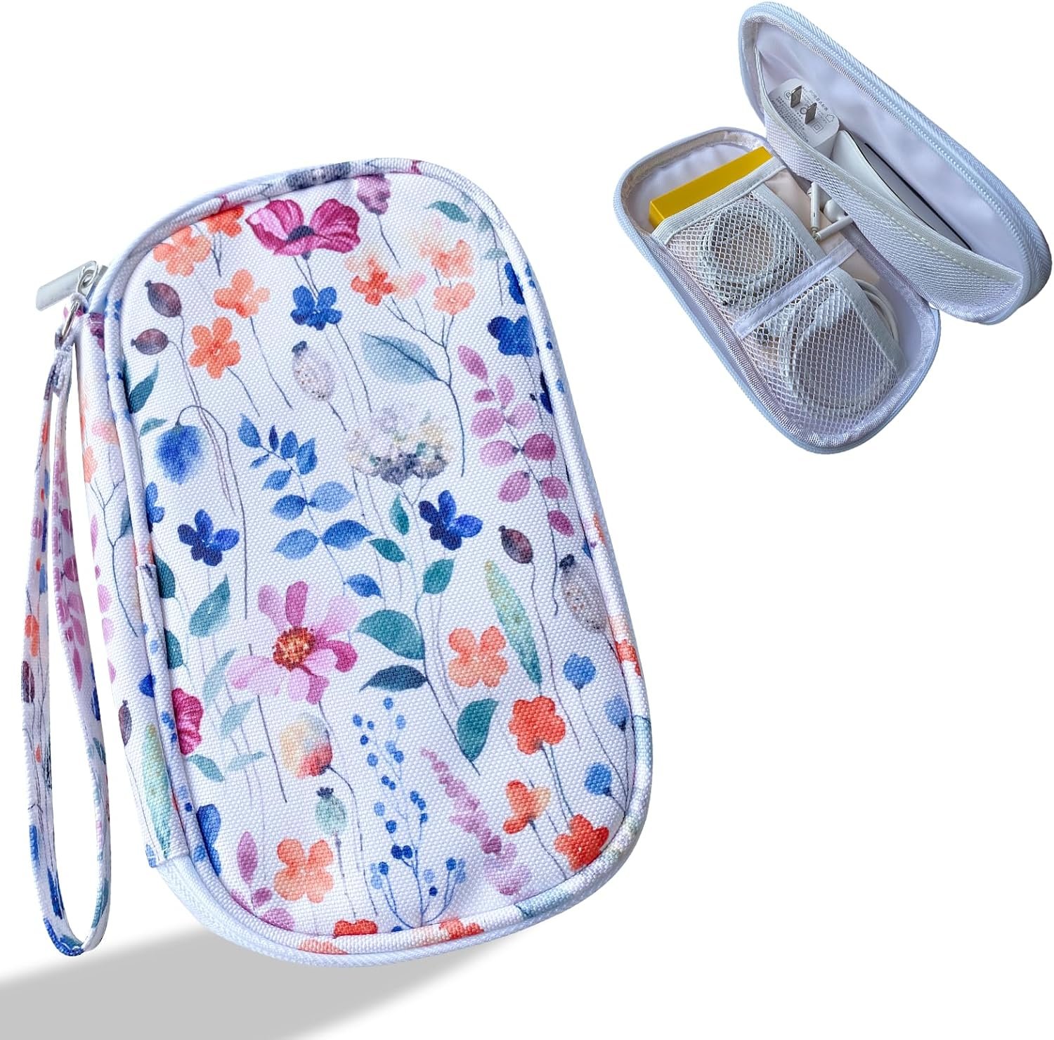 Custom Logo Electronics Organizer Travel Case Private Label Cable Tech Pouch for Chargers Cables Phones Flash Drives Bohemian Leaves Manufacturer