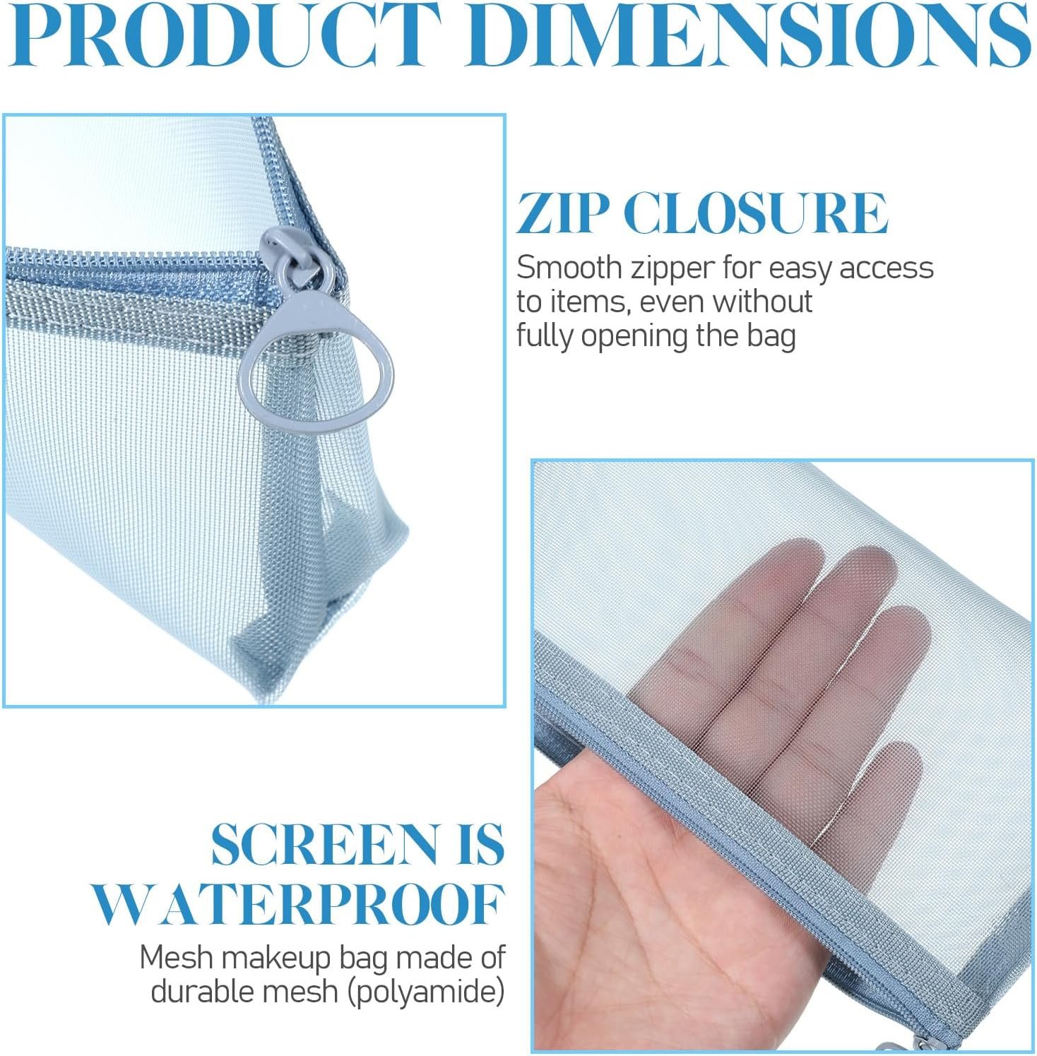 Private Label 4 Pcs Small Nylon Mesh Zipper Makeup Brush Bags Factory Direct Portable Clear Mesh Cosmetic Pouches Custom Logo for Home Office Travel Organizer