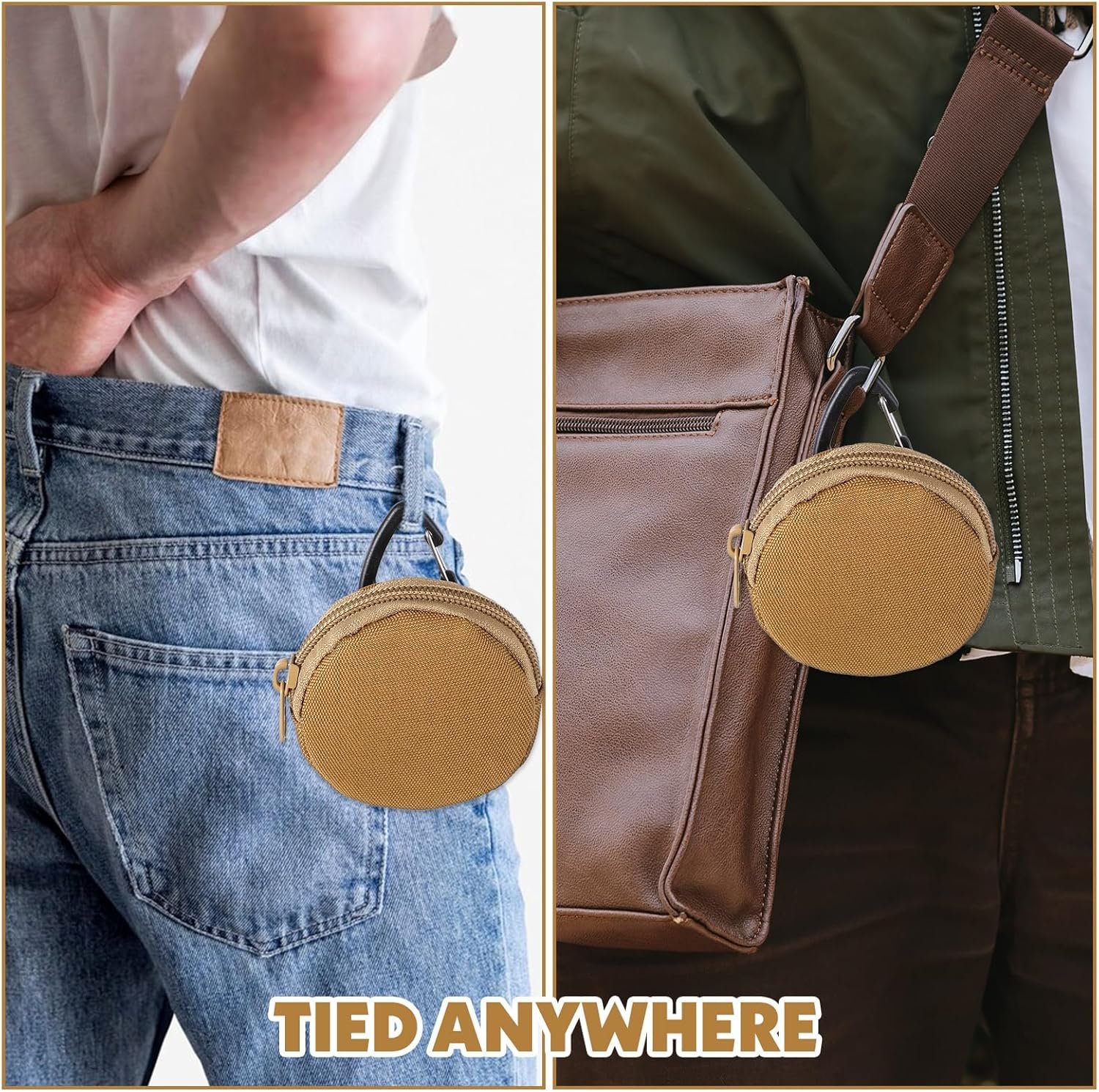 Private Label 2 Pack Small Dog Treat Pouches Portable Training Walking Bags for Puppies with Custom Logo Clasp Reusable Zipper Containers Avoid Spilling Travel Outdoor Manufacturer (Khaki)