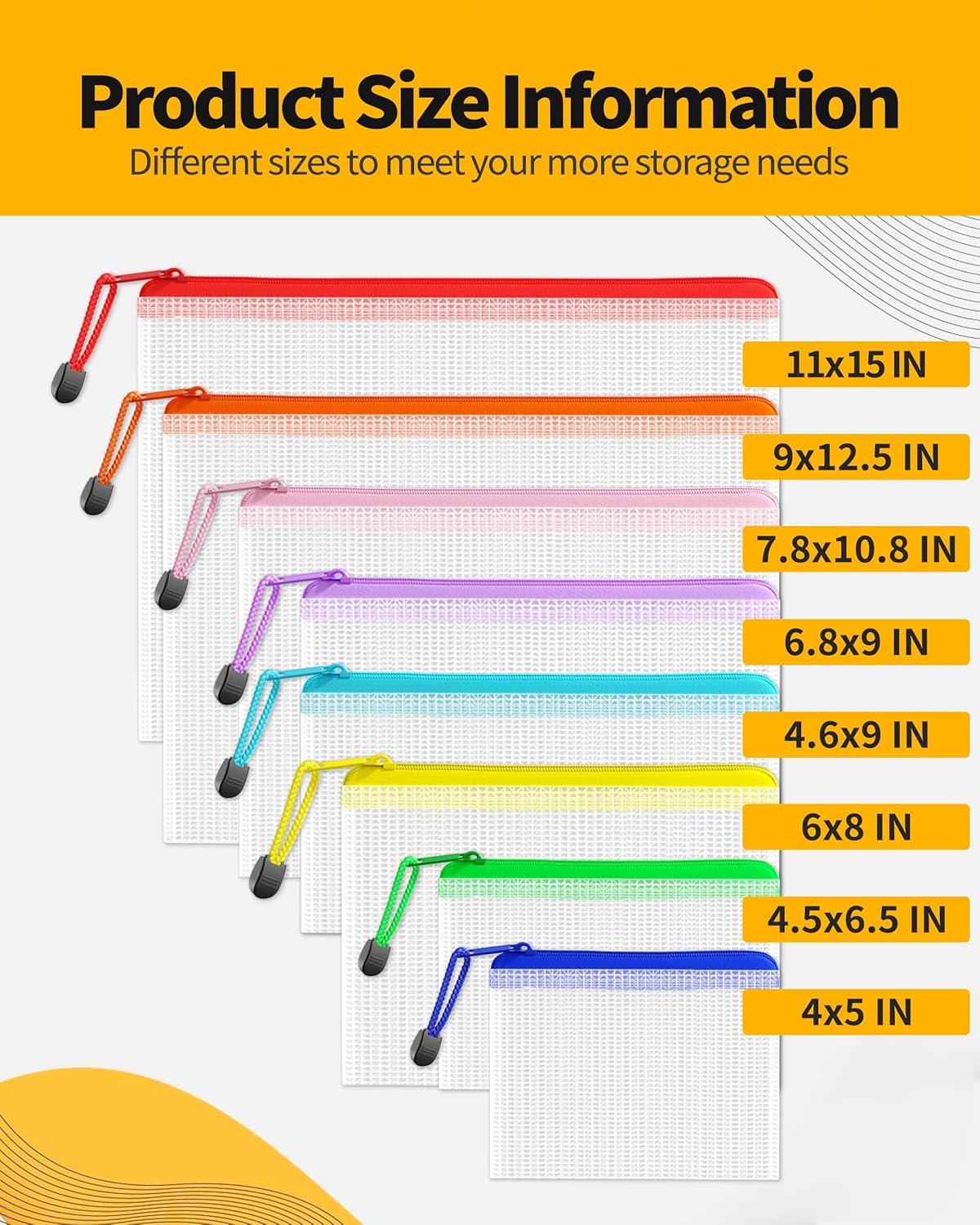 Private Label Multisize Mesh Zipper Pouches (9 Colors 24 Packs) with Custom Logo for School Office Supplies Puzzles Games Organizing Storage from Manufacturer