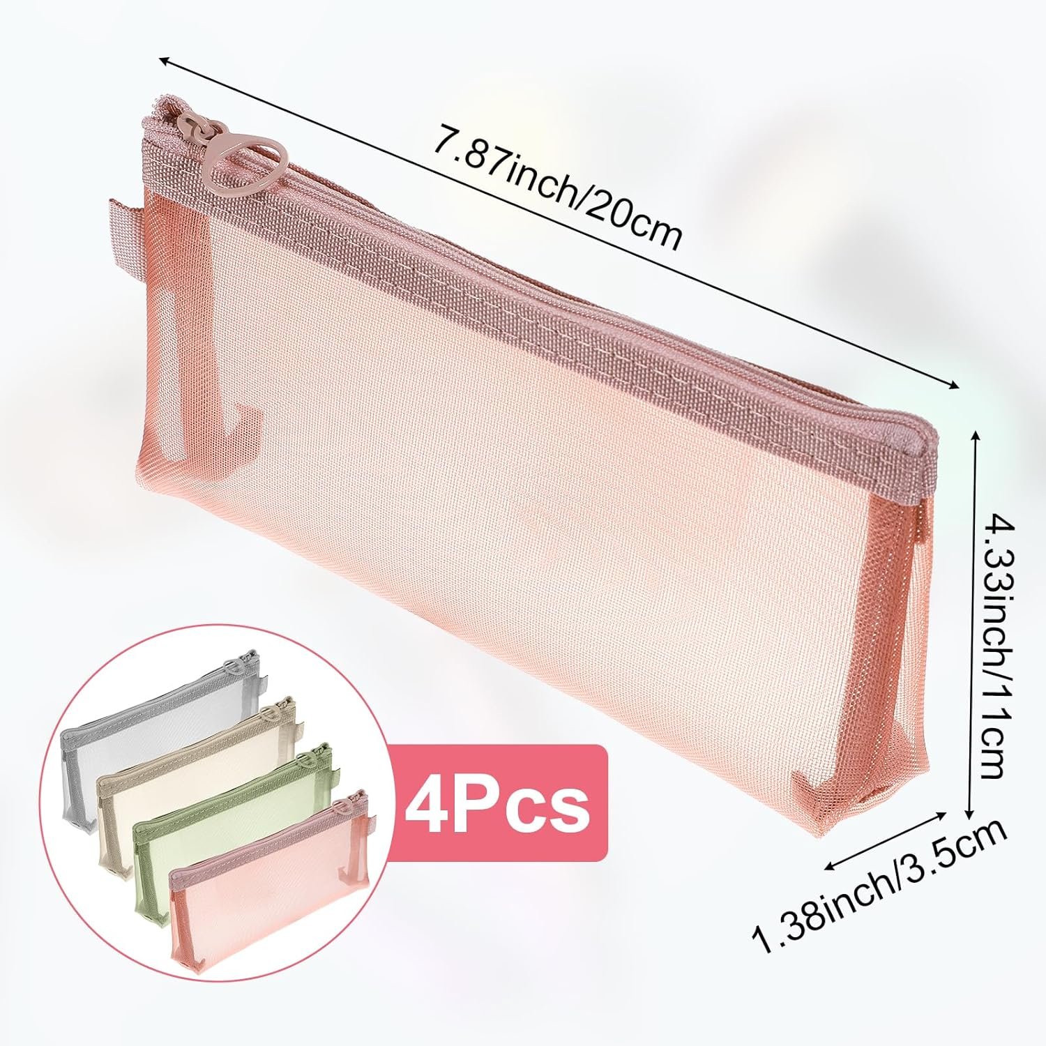 Custom Logo 4PCS Small Clear Triangle Mesh Makeup Brush Bags, Private Label Portable Transparent Cosmetic Organizer Pouch with Zipper for Home Office Cosmetics Travel Accessories Supplier