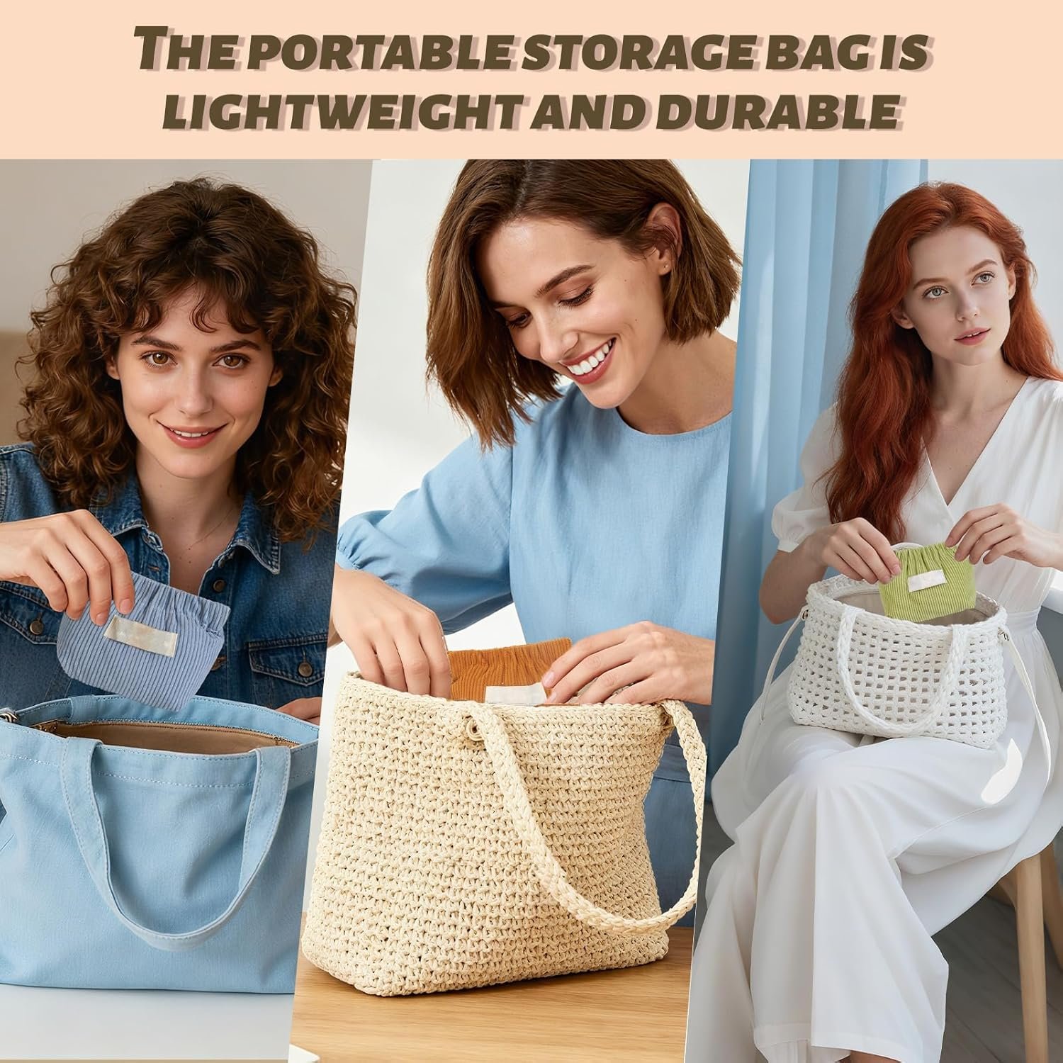 Custom Logo 7-IN-1 Corduroy Makeup Bag Set (6 Bags + 1 Mirror) Squeeze-to-Open Private Label Mini Pouch for Purse No-Zipper Cosmetic Bag for Hair Ties Lipsticks Aesthetic Travel Organizer for Women Manufacturer