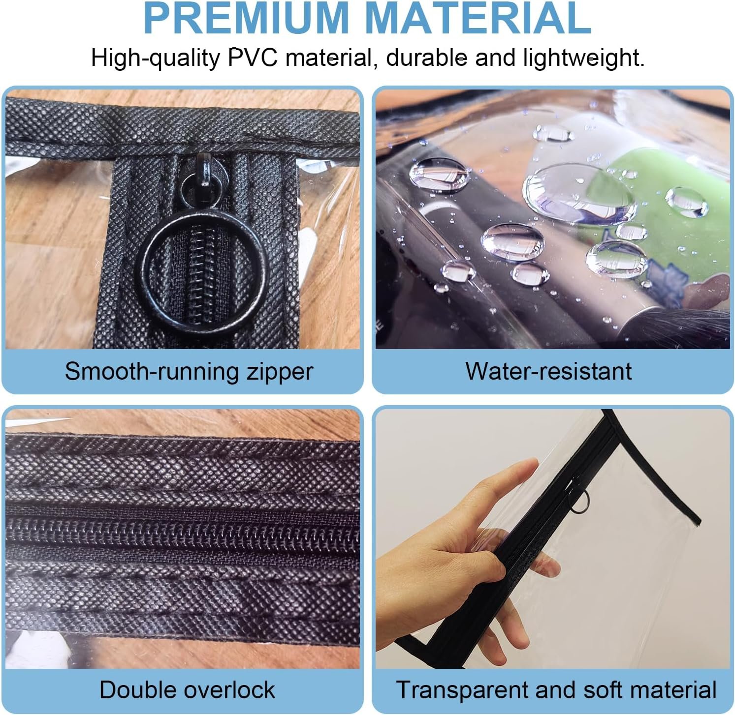 Private Label TSA Approved Clear Toiletry Bags with Custom Logo 3 Pack Waterproof PVC Travel Organizer Zipper Pouches Transparent Makeup Cosmetic Cases for Airport Security Manufacturer
