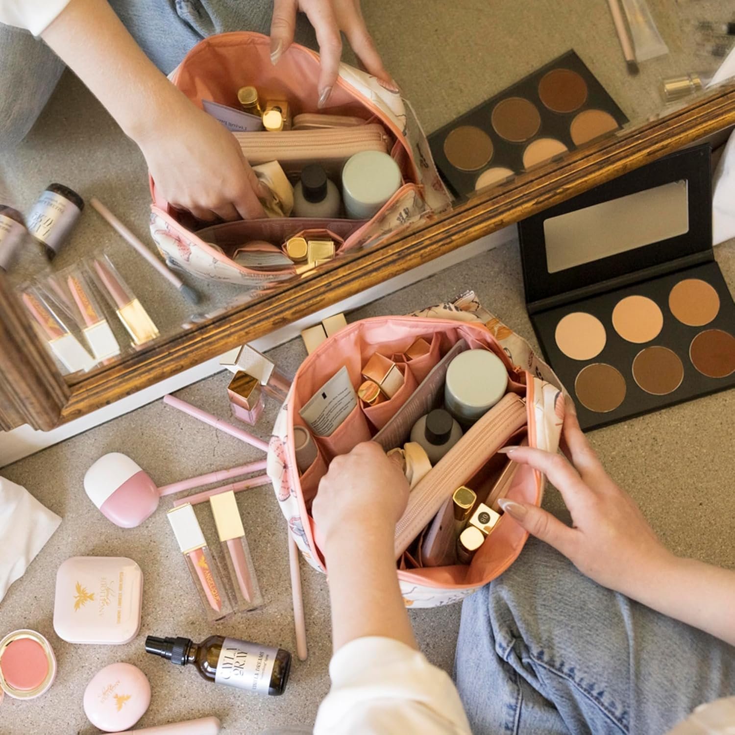 Custom Logo Waterproof Travel Toiletry & Makeup Bag Organizer | Private Label Pouch with Multiple Compartments & Snap Handle for Travel | Manufacturer Gift for Teen Girls and Women