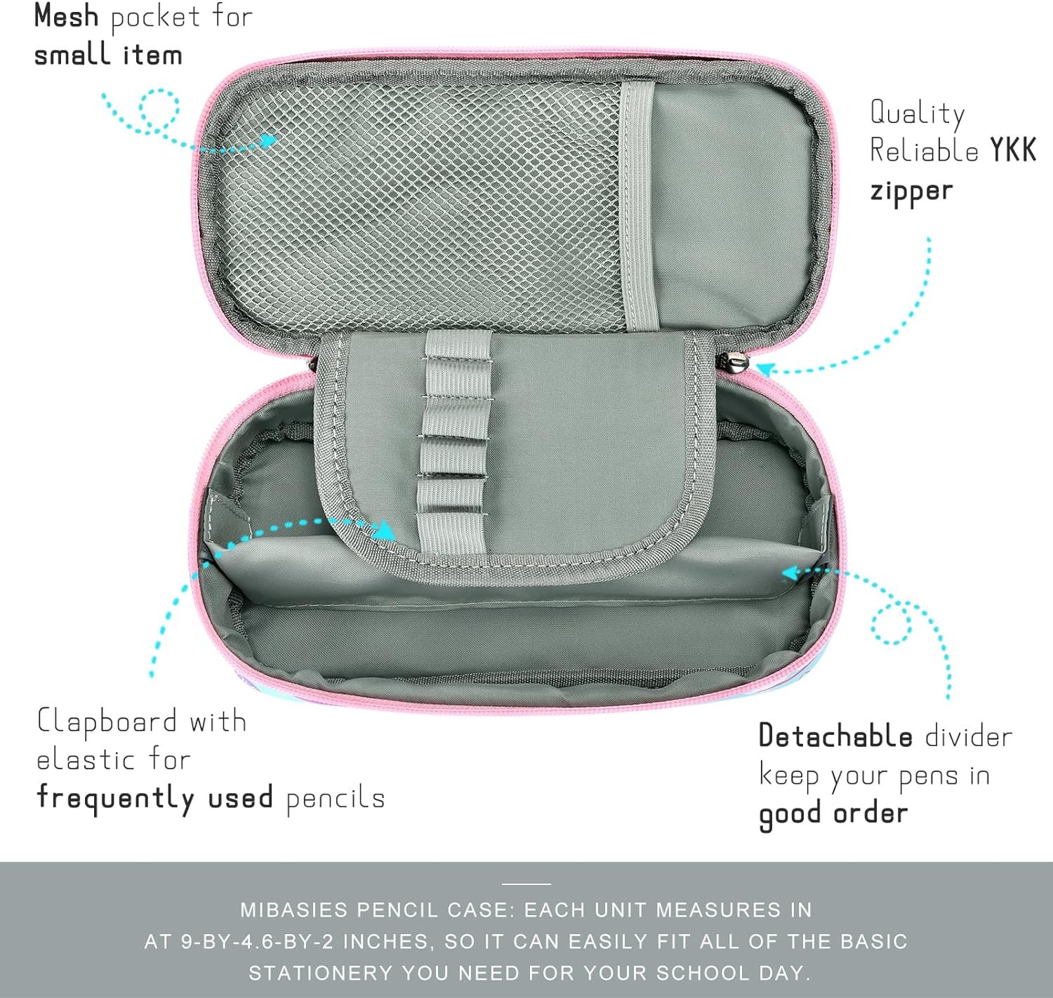 Custom Logo Girls Multi-Slot Pencil Case for Kids Private Label Pink Blue Rainbow Supplier