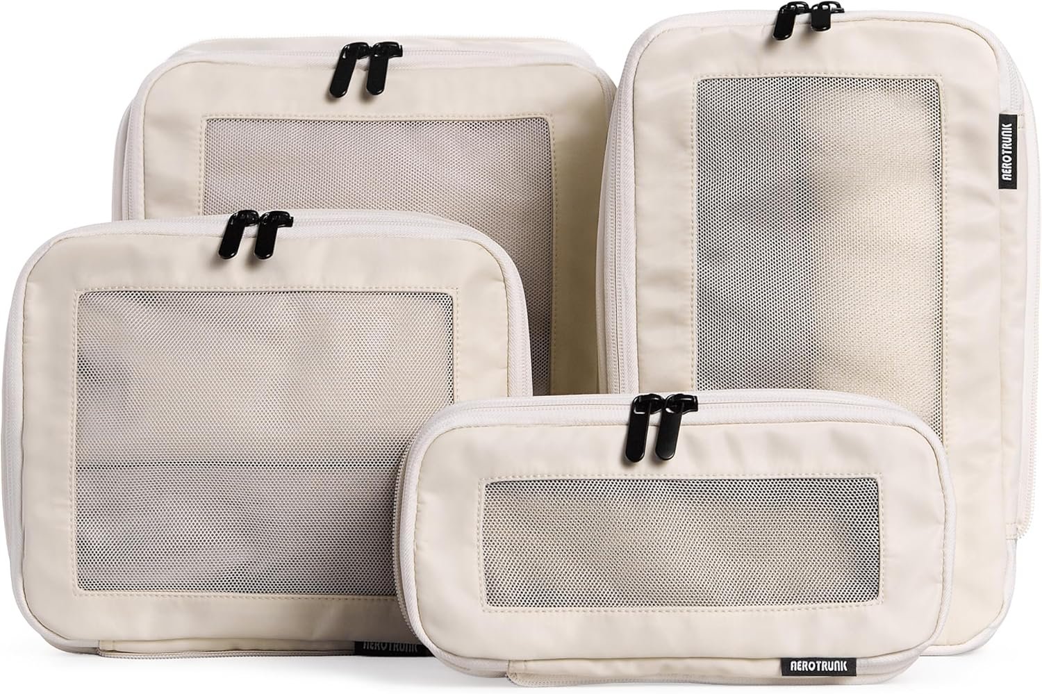 Private Label Compression Packing Cubes for Travel - Custom Logo Double Zipper Luggage Organizer Bags for Suitcases - 4-Pack Beige from Supplier