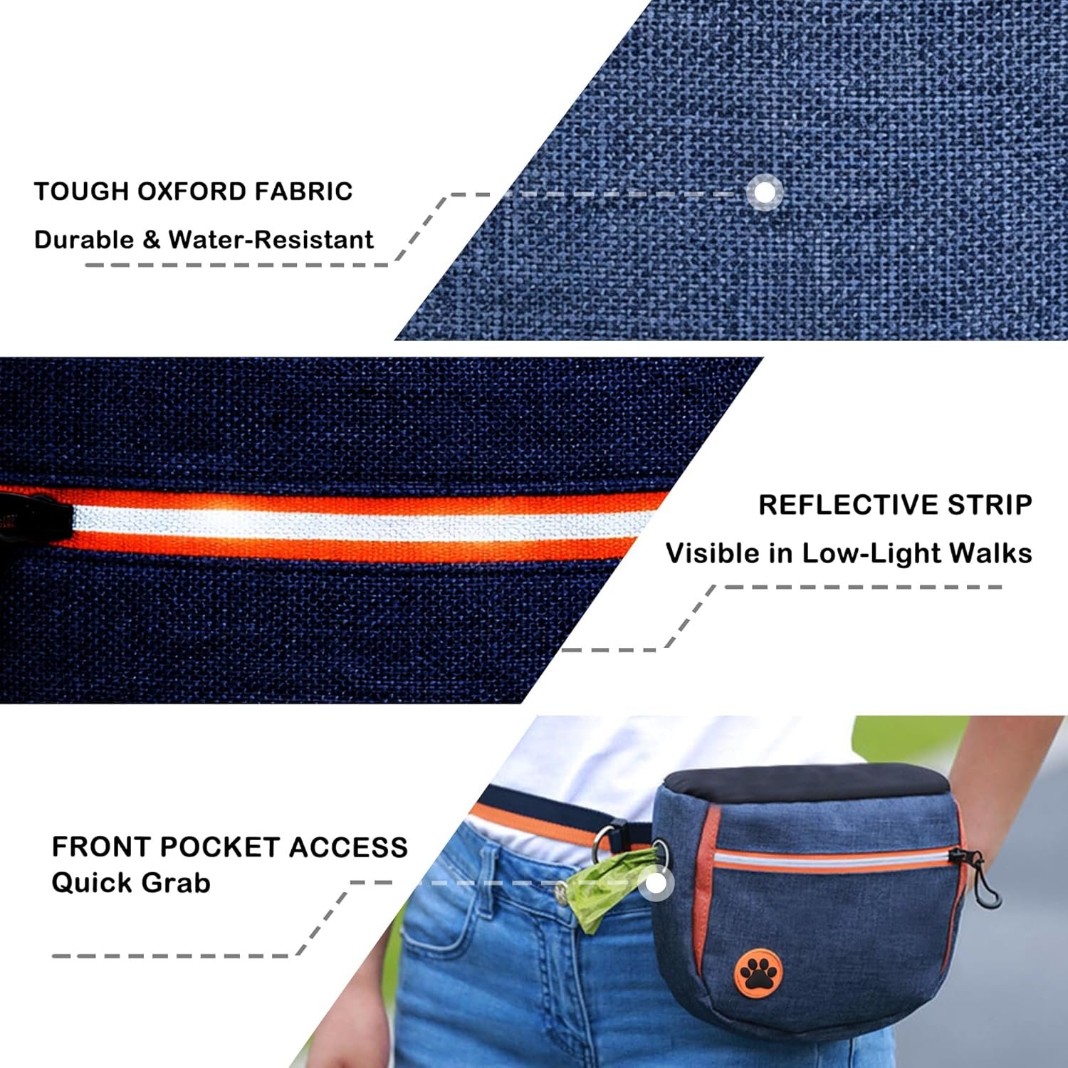 Private Label Dog Treat Training Pouch Manufacturer with Removable Liners, Large Opening Capacity, Clicker, Training Guide, Waist Strap Clip - Custom Logo Fanny Pack for Dog Training and Walking