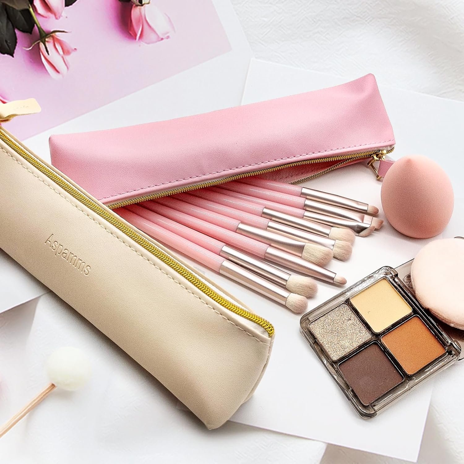 Custom Logo 3PCS Small Makeup Bags for Purse Private Label Mini Portable Cosmetic Bags for Women Leather Coin Purse Lipstick Organizer Small Travel Kit Pouch Manufacturer