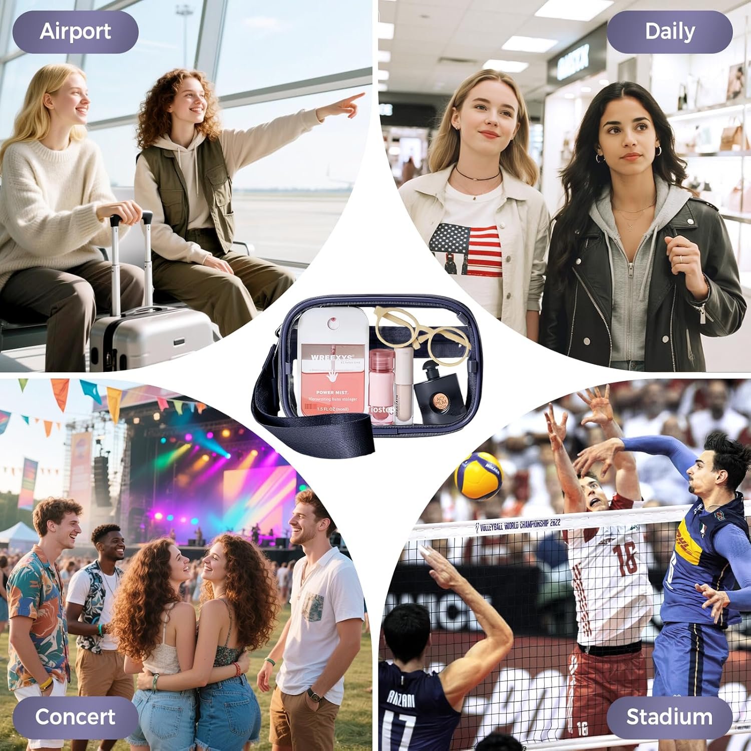 Private Label Crossbody Phone Lanyard Adjustable Detachable Strap with Wallet Clear Zipper Pouch Bag for Stadium Events Concerts Custom Logo Manufacturer