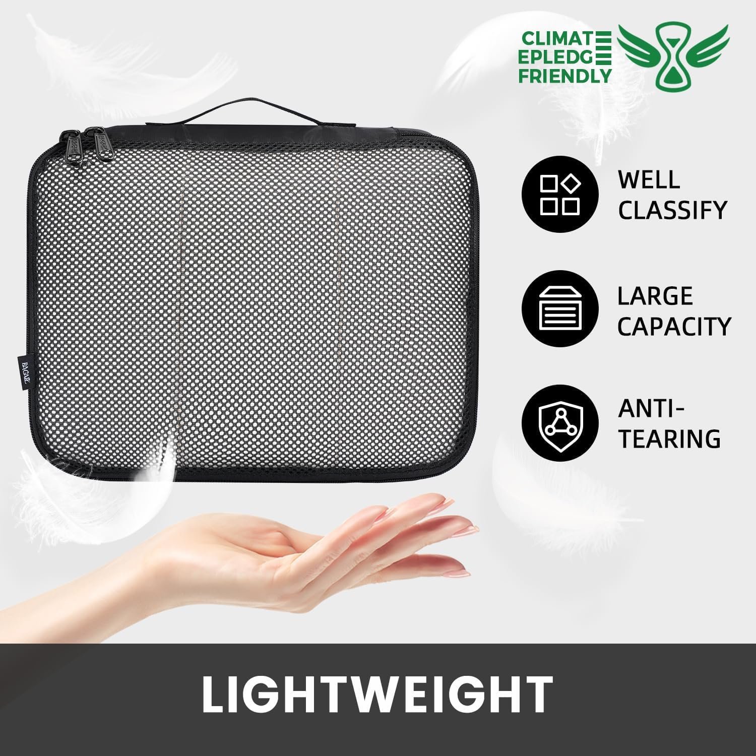 Private Label 6 Set Packing Cubes - Custom Logo Luggage Travel Organizers Manufacturer - Black