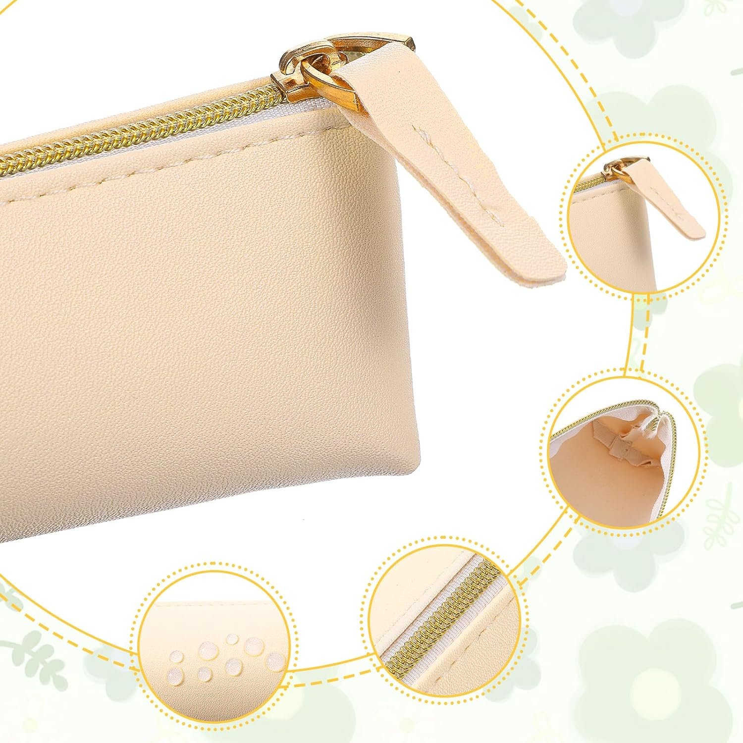 Private Label 2Pcs Mini PU Leather Makeup Bag for Purse Portable Cosmetic Organizer Coin Purse Lipstick Holder Small Travel Storage Pouch with Custom Logo Black Beige Supplier