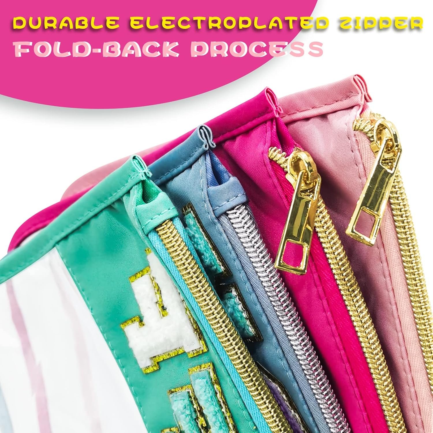 Custom Logo Chenille Letter Clear Beach Bag Nylon Makeup Zipper Pouch Private Label Travel Cosmetic Toiletry SPF Sunscreen Bag Waterproof Beach Vacation Accessories for Women Rose Red Manufacturer