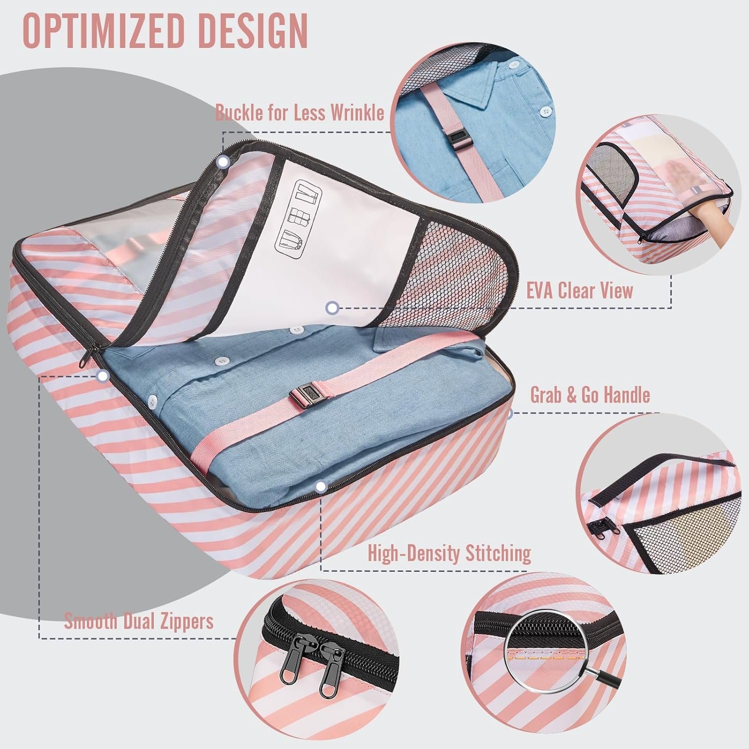 Private Label 8 Set Packing Cubes for Travel Essentials Suitcase Organizer Bags in 4 Sizes Custom Logo Carry-On Luggage Accessories with Large Laundry & Hanging Toiletry Bag for Airplane Road Trip & Camping Manufacturer