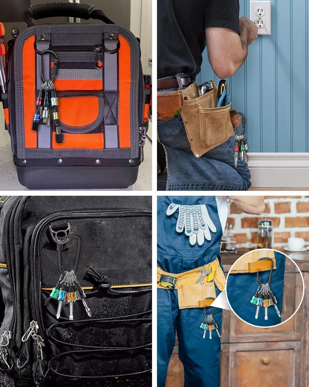 Private Label 6pcs 1/4 Inch Hex Shank Aluminum Alloy Screwdriver Bit Holder Push to Unlock Light-Weight Quick-Change Extension Bar Keychain Drill Screw Adapter Custom Logo Portable Black Carabiner Manufacturer