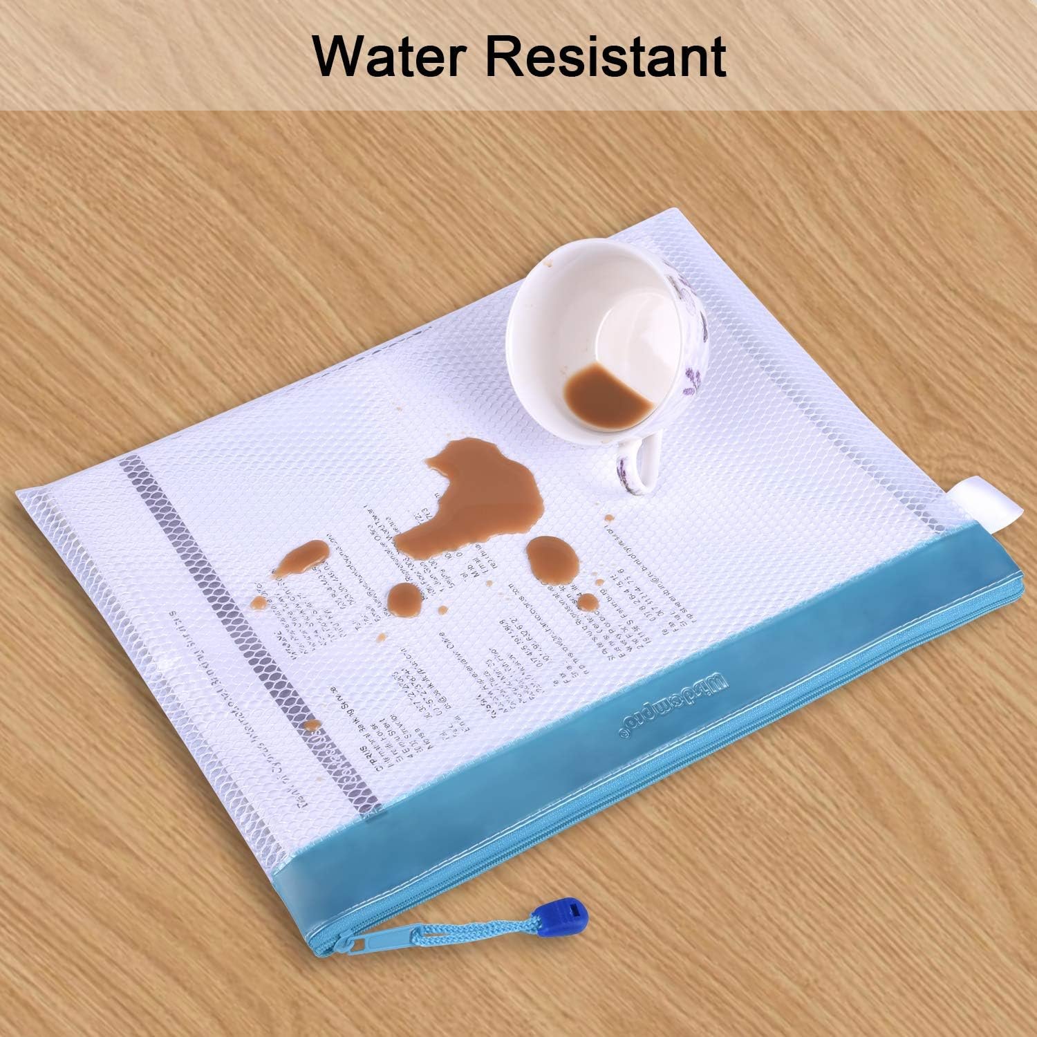 Supplier Zipper Pouch 4 Packs Durable Letter Size Custom Logo Waterproof Mesh File Bag Private Label Document Organizer Blue