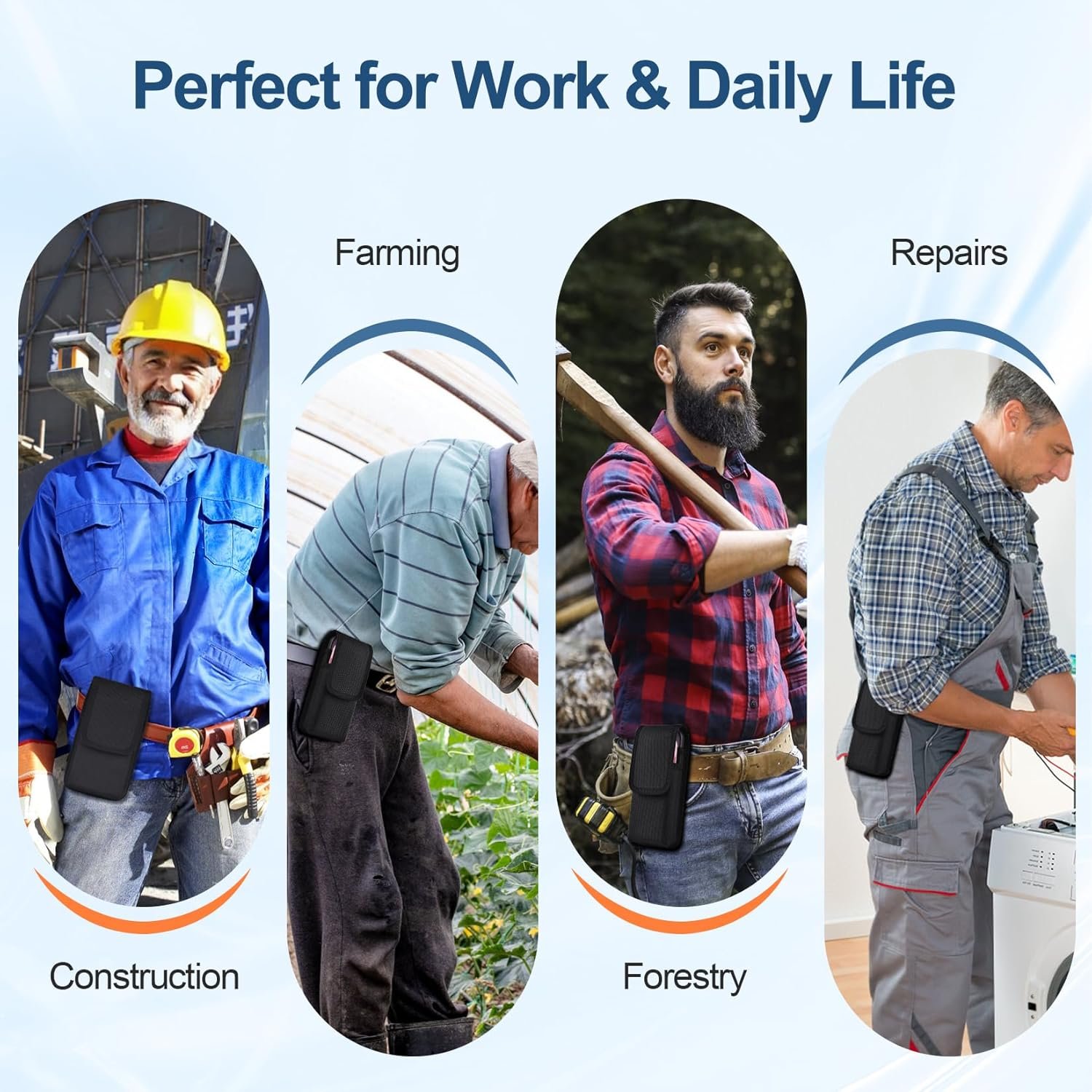 Custom Logo Heavy-Duty Dual Phone Holster Private Label Compatible with iPhone/Samsung Galaxy/Google Pixel & Moto G Power Secure Fit Military-Grade Large Belt Clip Black Manufacturer