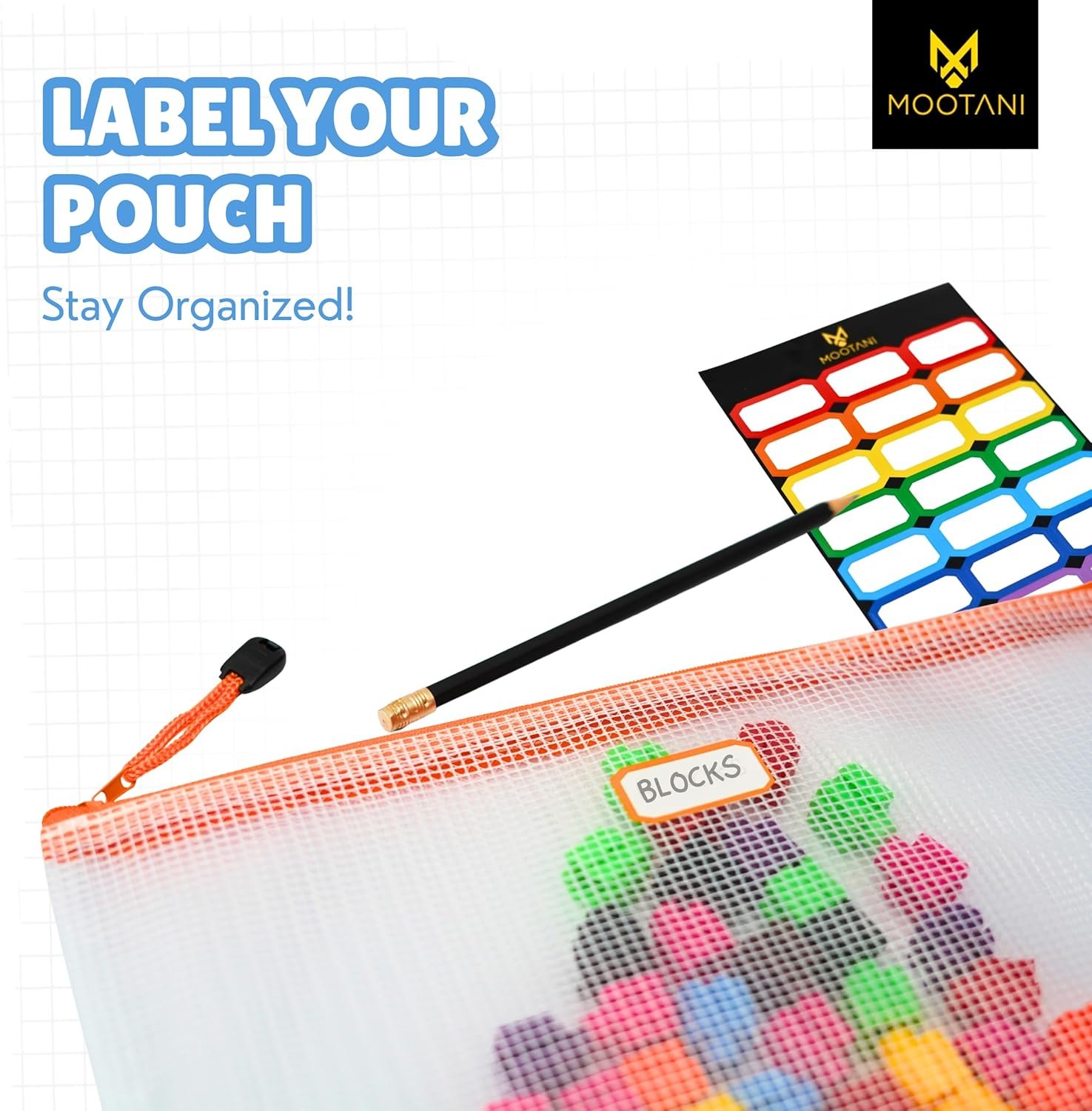Custom Logo 24 Pcs A3 (16x12 Inches) Large Waterproof Mesh Zipper Pouch Bags Reusable Private Label for Board Game & Puzzle Storage Classroom Office Organization Manufacturer 8 Colors