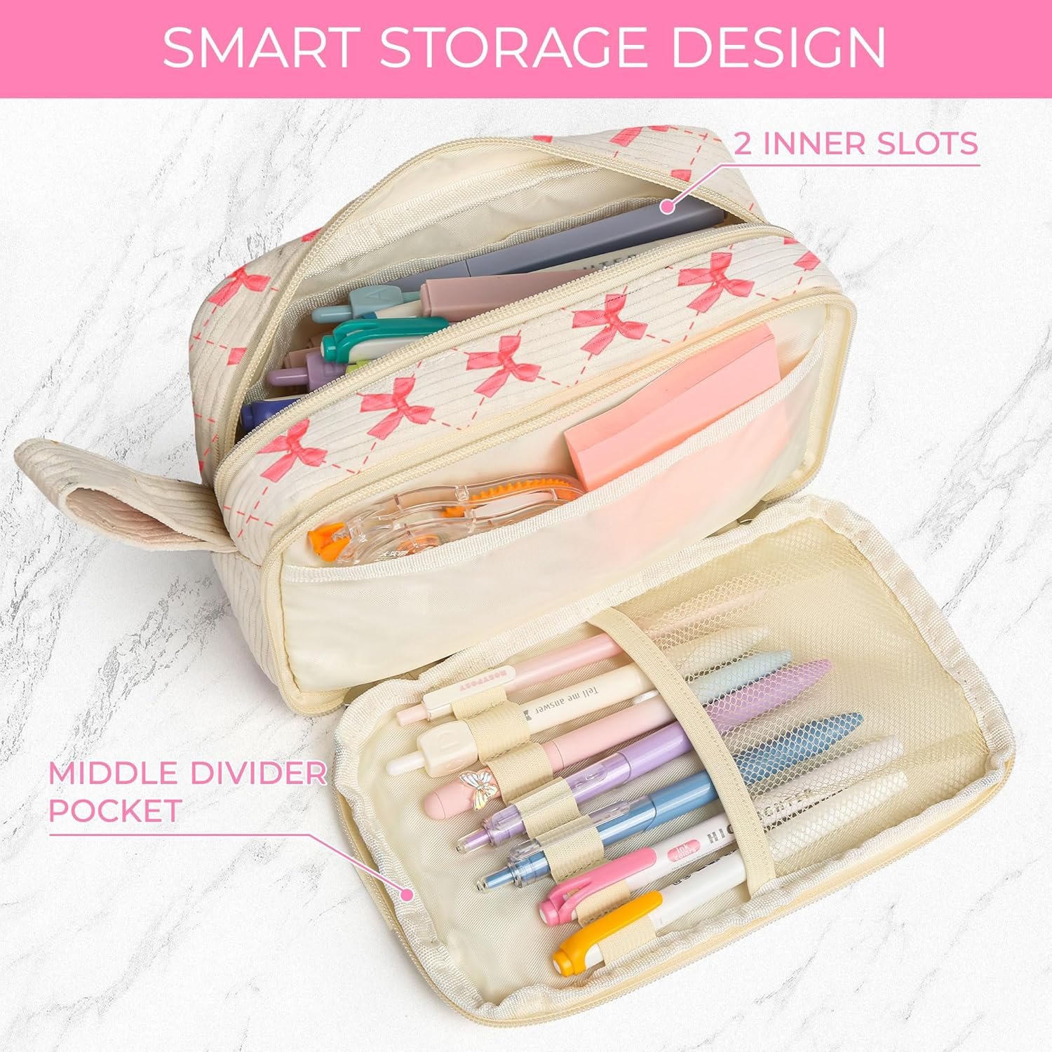 Private Label Large Corduroy Zippered Pencil Case Pouch, Cute Aesthetic Pencil Bag with Compartments and Custom Logo, School Supplies Manufacturer