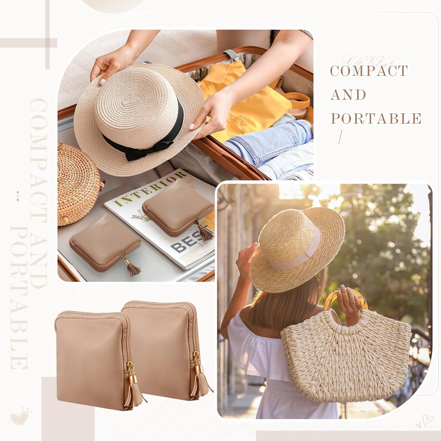 Private Label 2 Pcs Small Travel Jewelry Case - Custom Logo Mini Jewelry Pouch Organizer Bag with Zipper for Bridesmaid Bachelorette Wedding, Portable Waterproof Velvet Jewelry Bag for Rings Necklaces Manufacturer (Brown)