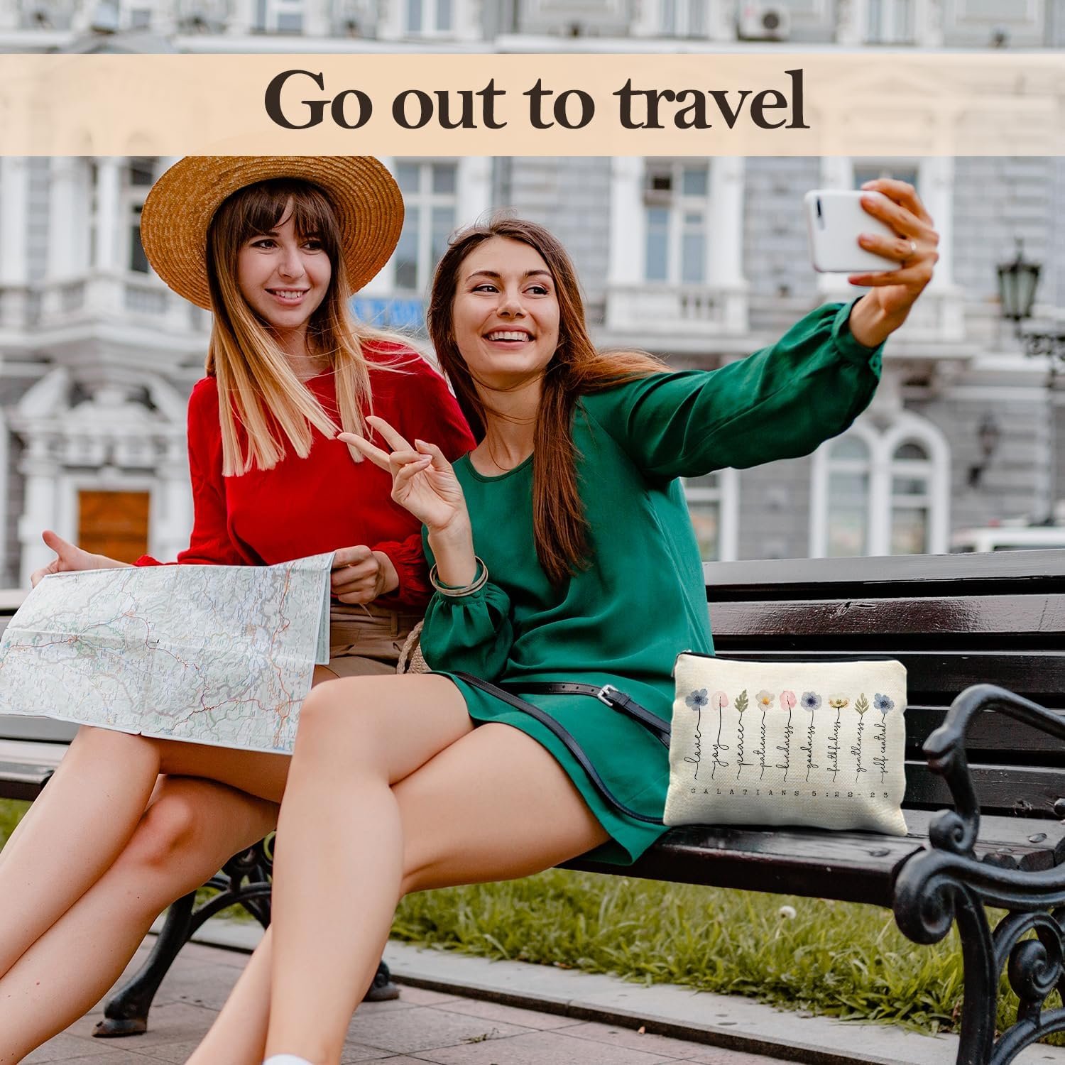 Private Label Floral Christian Makeup Bags for Women Custom Logo Galatians 5:22-23 Bible Verse Zipper Pouch Manufacturer