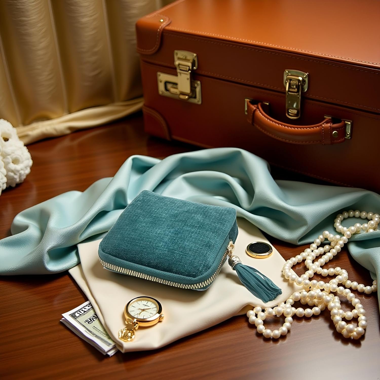 Private Label Small Travel Jewelry Organizer Case with Custom Logo Tassel Zipper for Bracelets Necklaces Bangles Manufacturer Storage Bag Gift for Women Girls