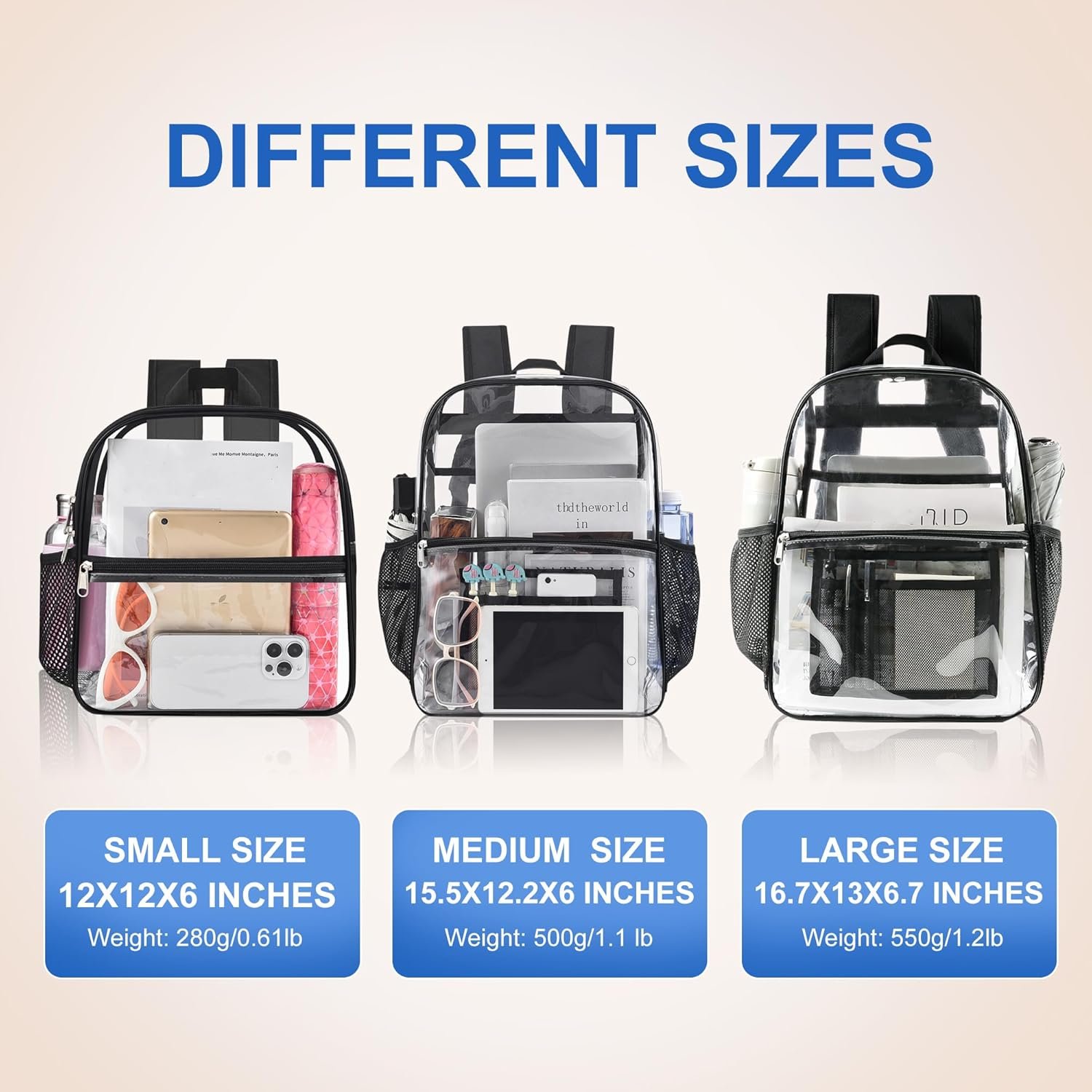 Custom Logo Stadium Approved Clear Backpack 12×6×12 Private Label Waterproof Bag for Concerts Sports Events Manufacturer