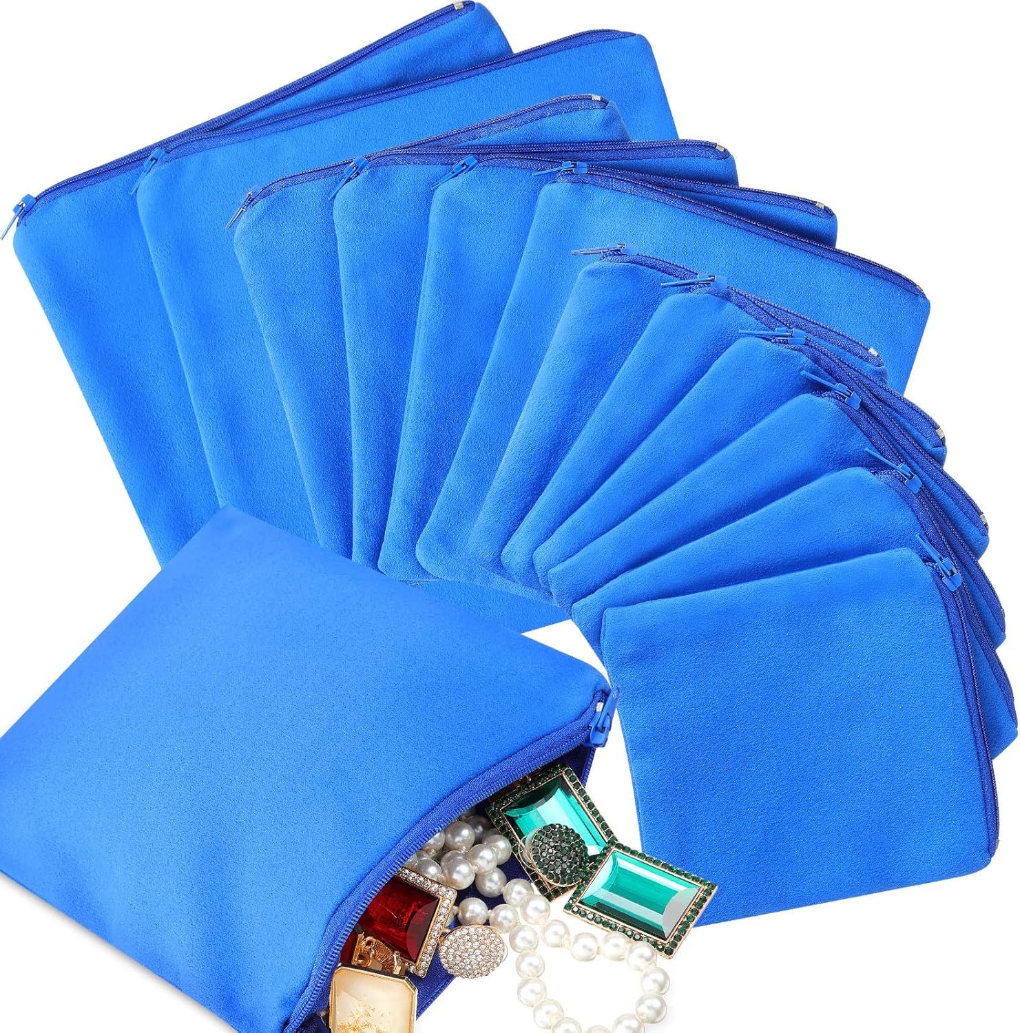 Custom Logo 12 Pieces Zippered Anti-Tarnish Silver Protection Jewelry Storage Bags Private Label Tarnish Prevention Cloth Pouches for Necklaces Bracelets Earrings Manufacturer