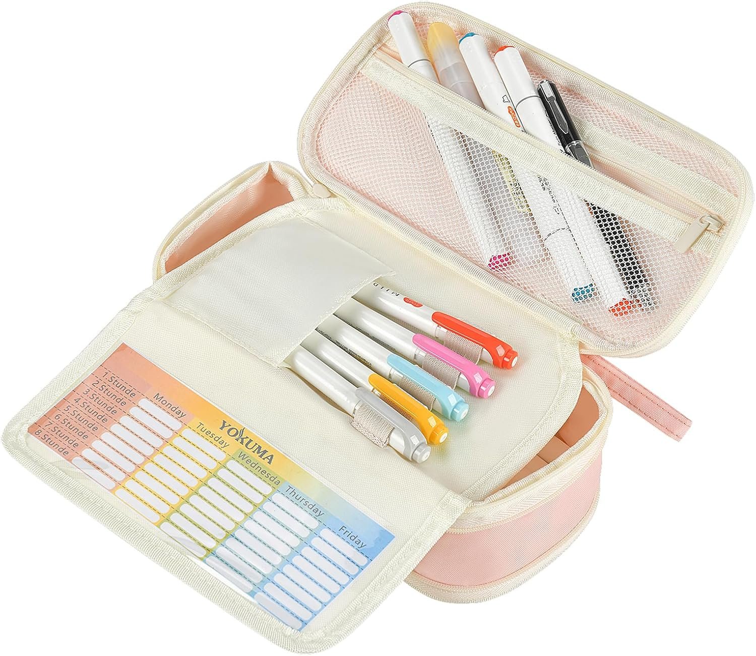 Private Label Cute Pencil Case Big Capacity Pouch for Girls Custom Logo Kawaii Preppy School College Supplies Pink Manufacturer