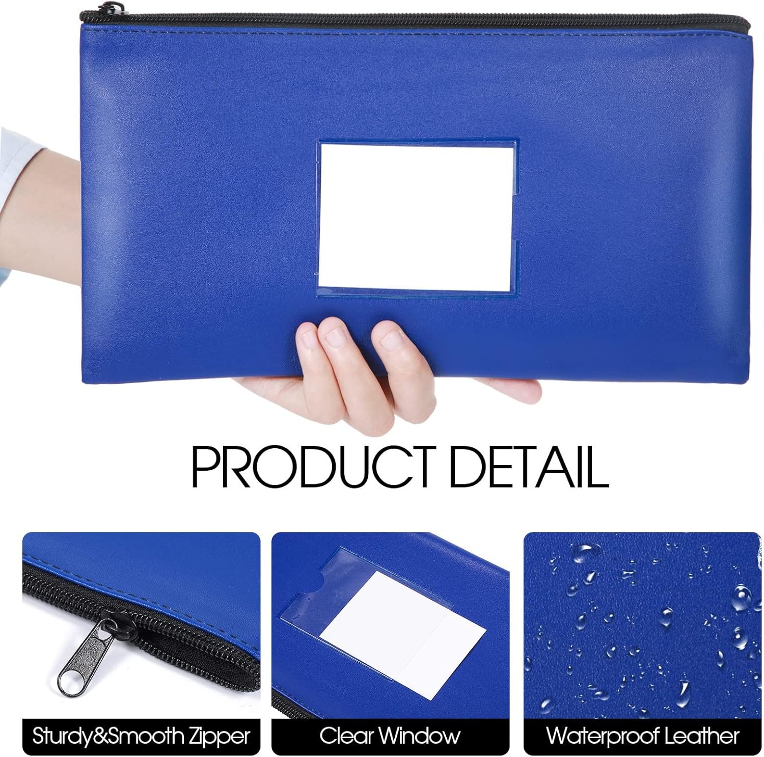 Private Label 30 Pieces 11 x 6 Inch Zipper Security Bank Deposit Bags Clear Window Leatherette Cash Coin Pouches Multicolor Manufacturer Custom Logo