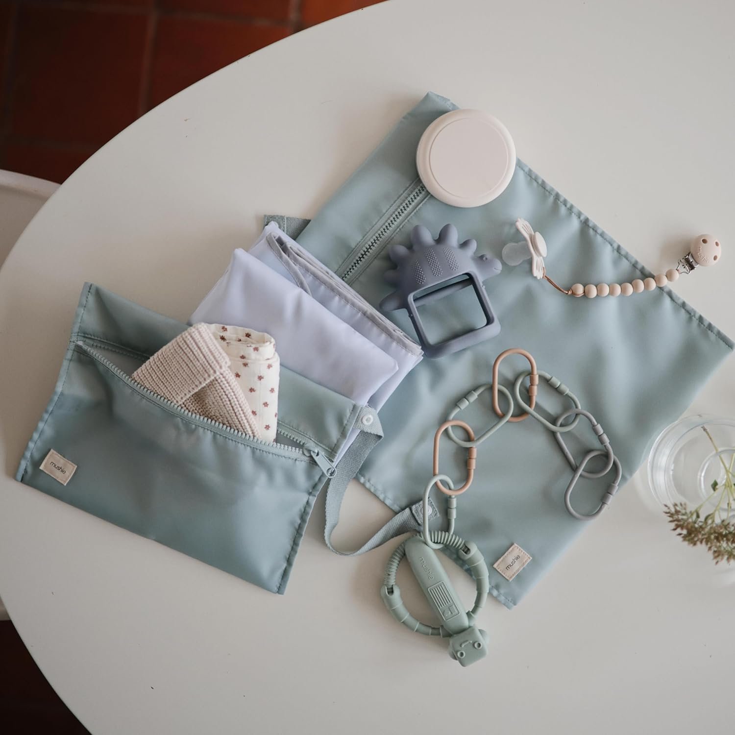 Private Label Water Resistant Wet Bags | Large & Small Reusable Storage Bag for Baby Items and Travel | Custom Logo Zippered Pockets with Handle | Machine Washable Set of 2 from Manufacturer (Olive Check)