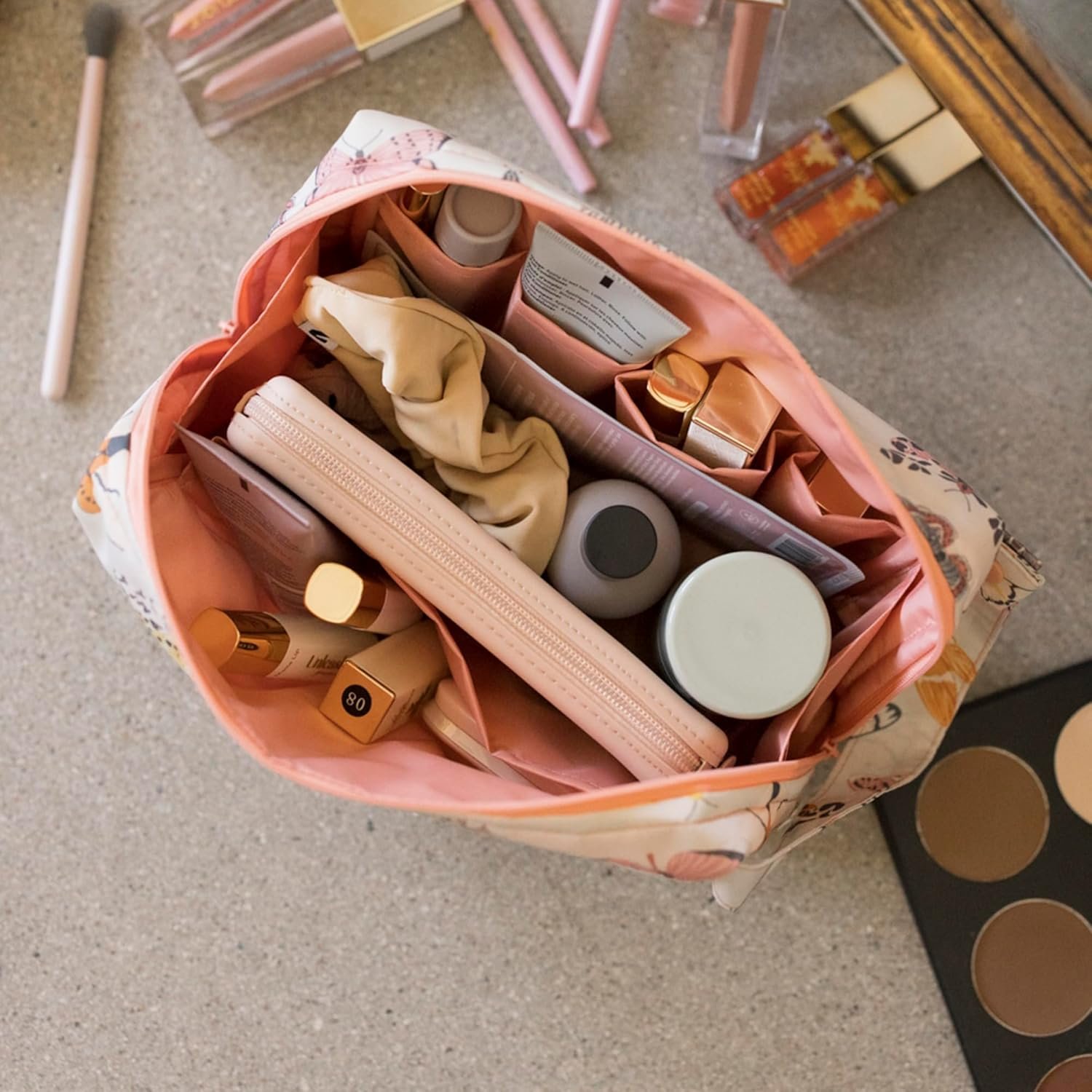 Custom Logo Waterproof Travel Toiletry & Makeup Bag Organizer | Private Label Pouch with Multiple Compartments & Snap Handle for Travel | Manufacturer Gift for Teen Girls and Women