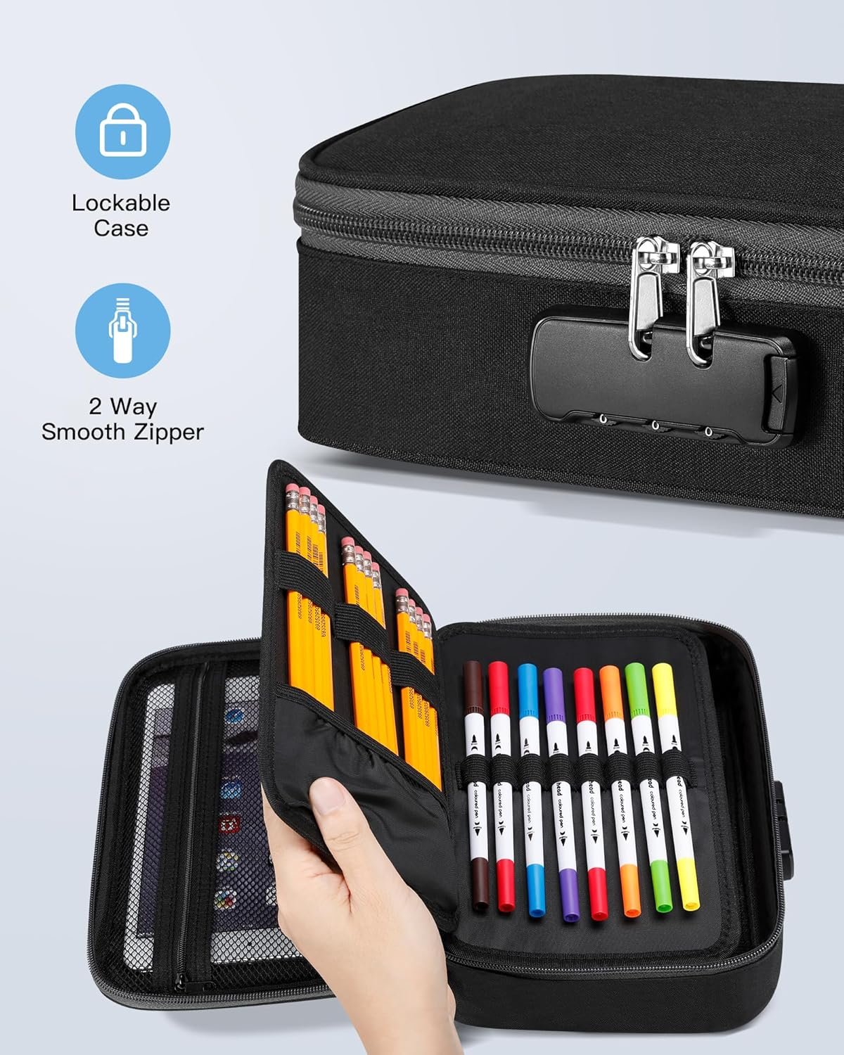 Custom Logo Big Capacity Storage Pouch Marker Pen Pencil Case Private Label Stationery Bag Art Tool Sketch Box for Bullet Journal Middle High School Office College Students Girls Women Adults Teens Manufacturer