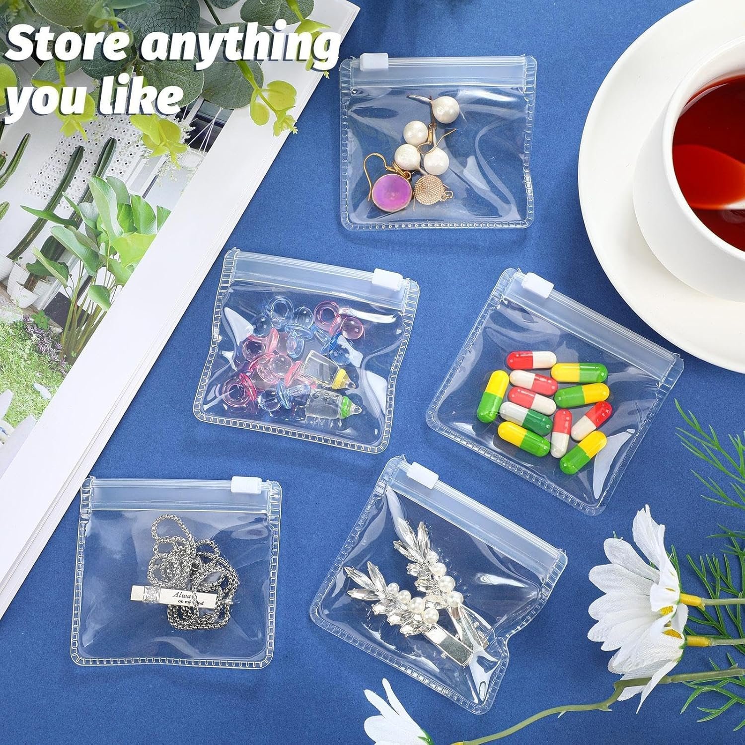 Private Label 36 Pieces Reusable Zippered Clear Plastic Pill Pouches Custom Logo Self Sealing with Slide Lock Travel Medicine Organizer Storage Bags Supplier
