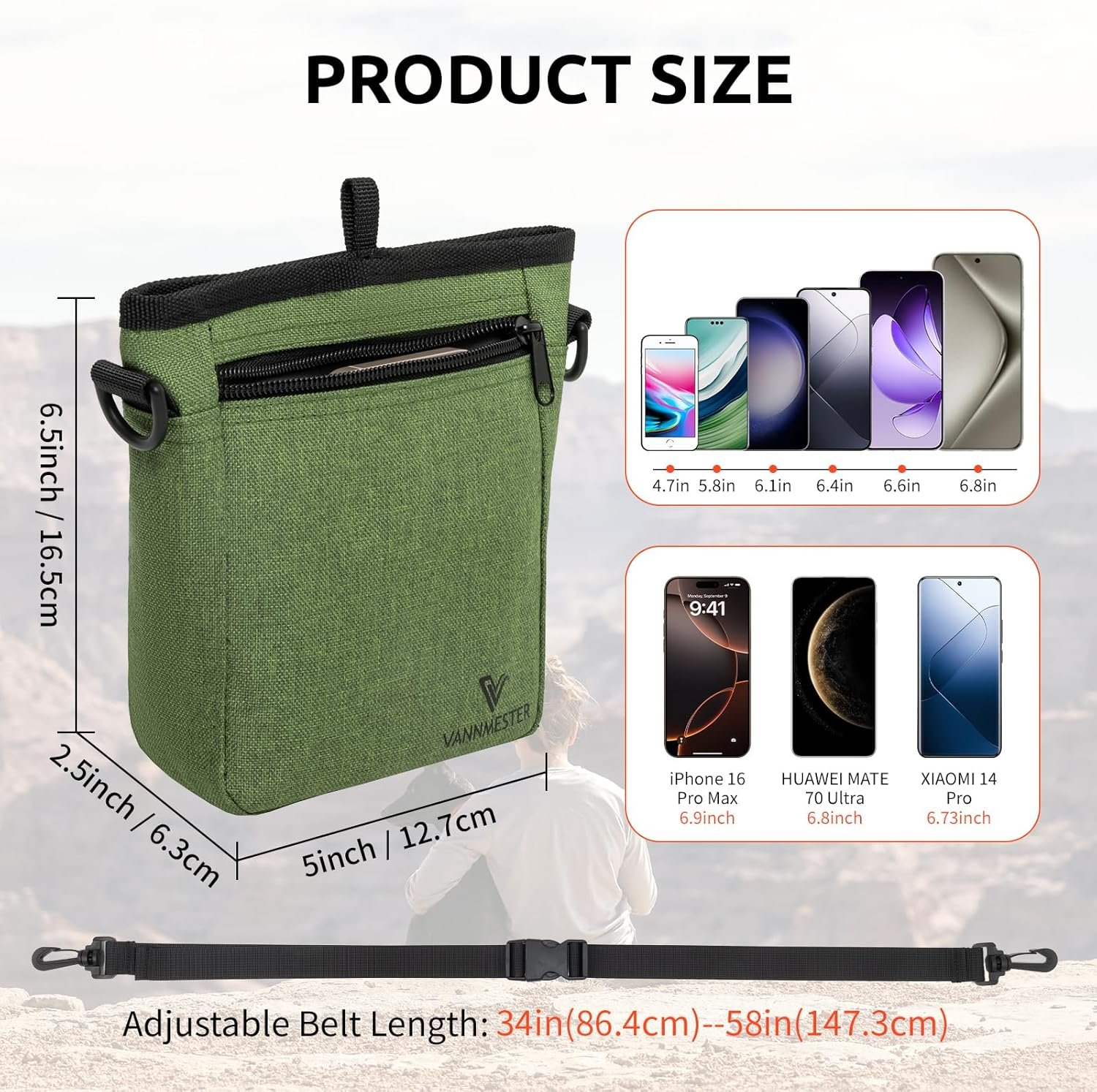 Private Label 4 Cup Dog Treat Pouch with Stronger Magnetic Closure Front Pocket Fits All Phones Custom Logo Built-in Poop Bag Dispenser Manufacturer (Green)