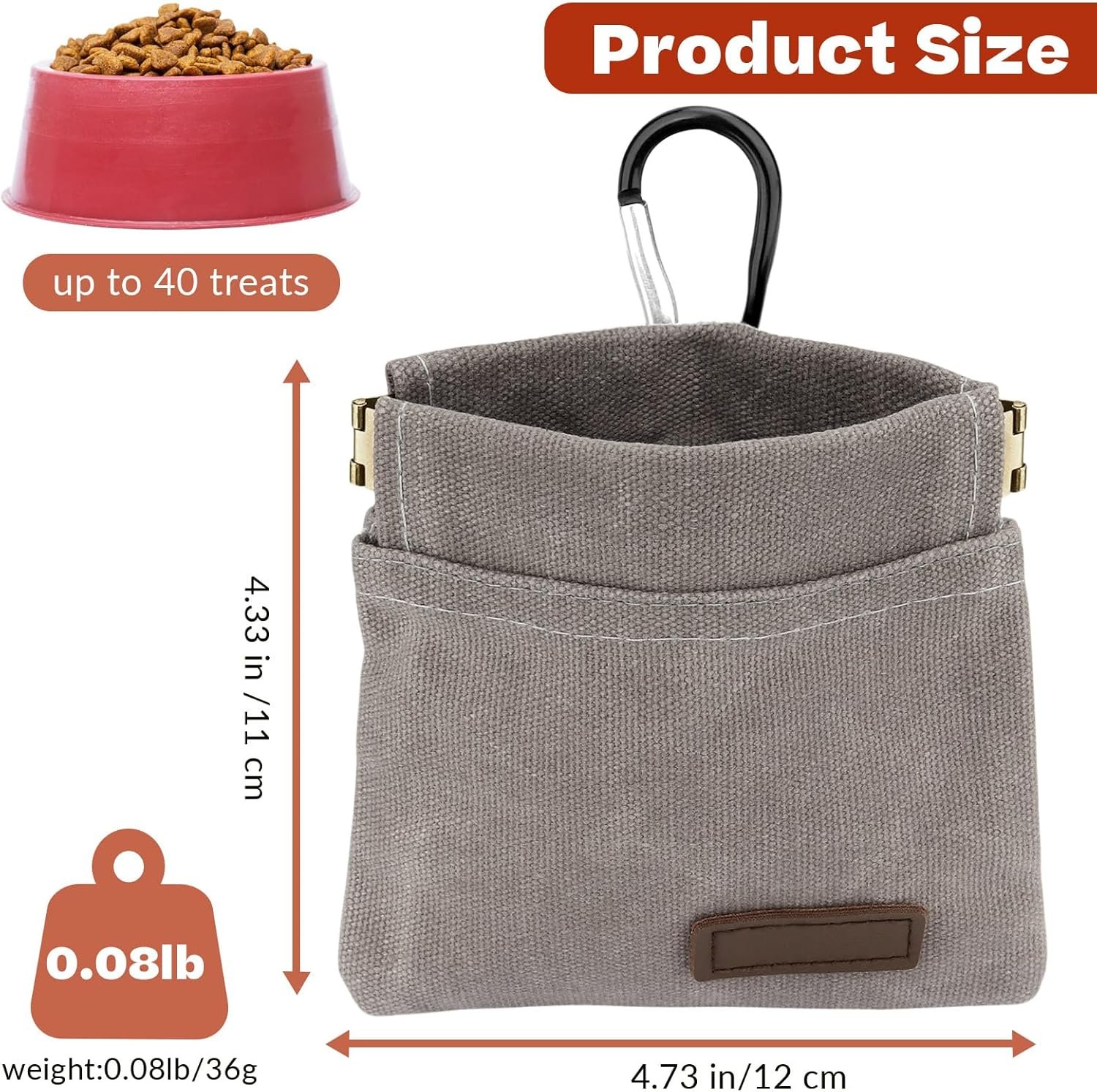 Custom Logo Portable Dog Treat Pouch, Private Label Auto-Closing Hands-Free Pet Training Reward Bag Manufacturer for Outdoor Walking, Gray