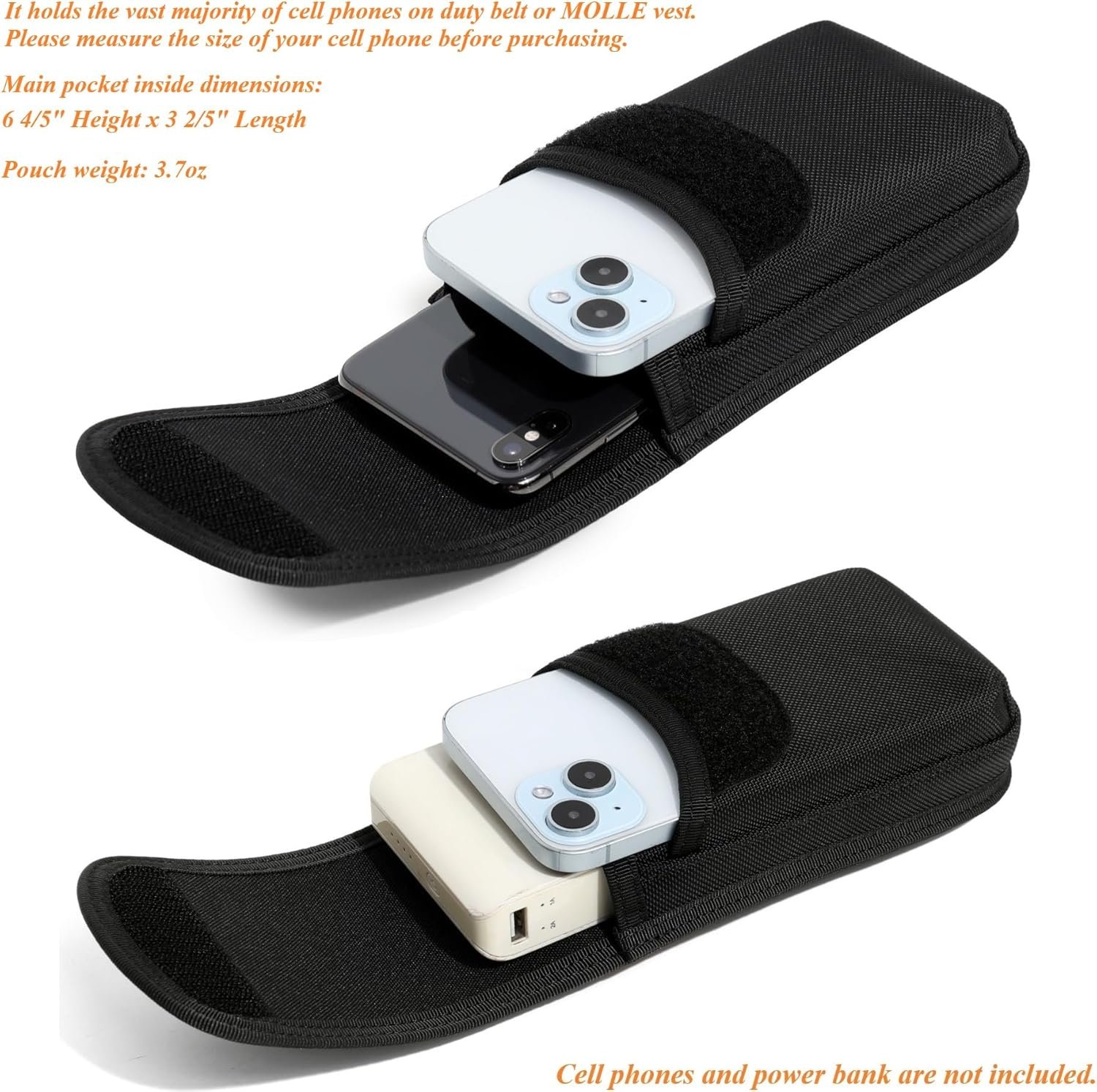 Private Label Tactical MOLLE Dual Phone Holder Holster Pouch Case Manufacturer Heavy Duty Nylon Belt Vest Carrier for Police LE Security EMS EMT Field Outdoor Black Custom Logo