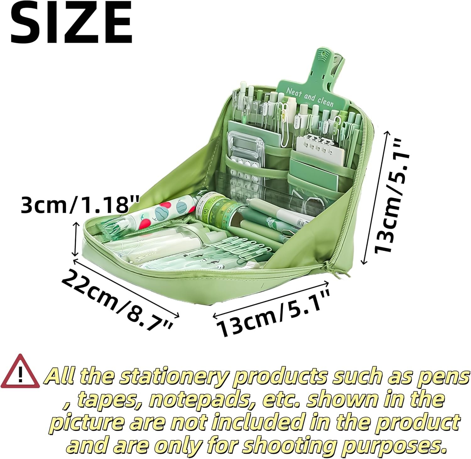 Private Label Kawaii Aesthetic Pencil Case - Custom Logo Large Capacity Canvas Pen Pouch Bag Manufacturer (Green)