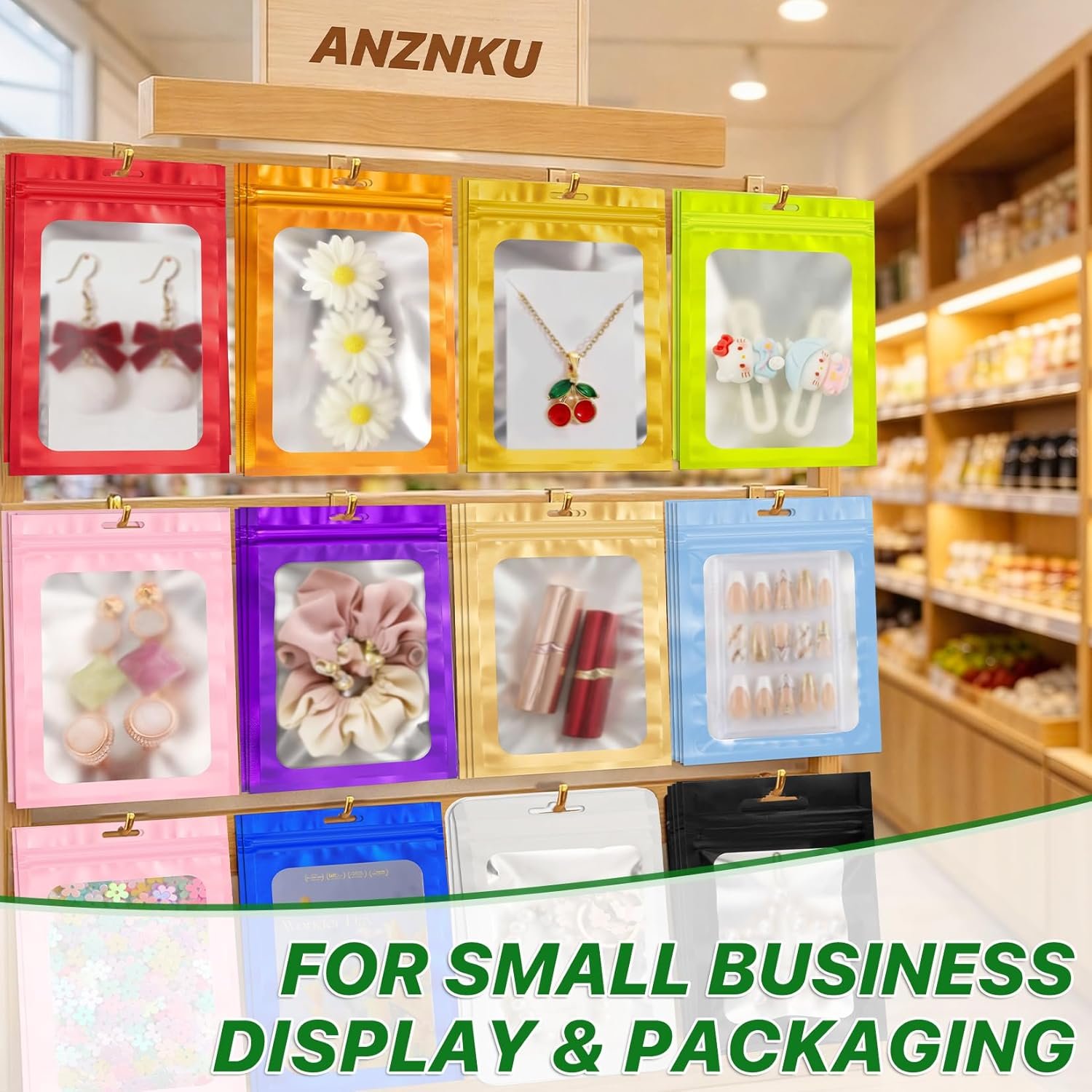 Private Label 100 PCS Multicolor Resealable Mylar Bags with Custom Logo and Frosted Clear Window Foil Zipper Pouches for Food Jewelry Storage from Manufacturer (4.72x7.87)