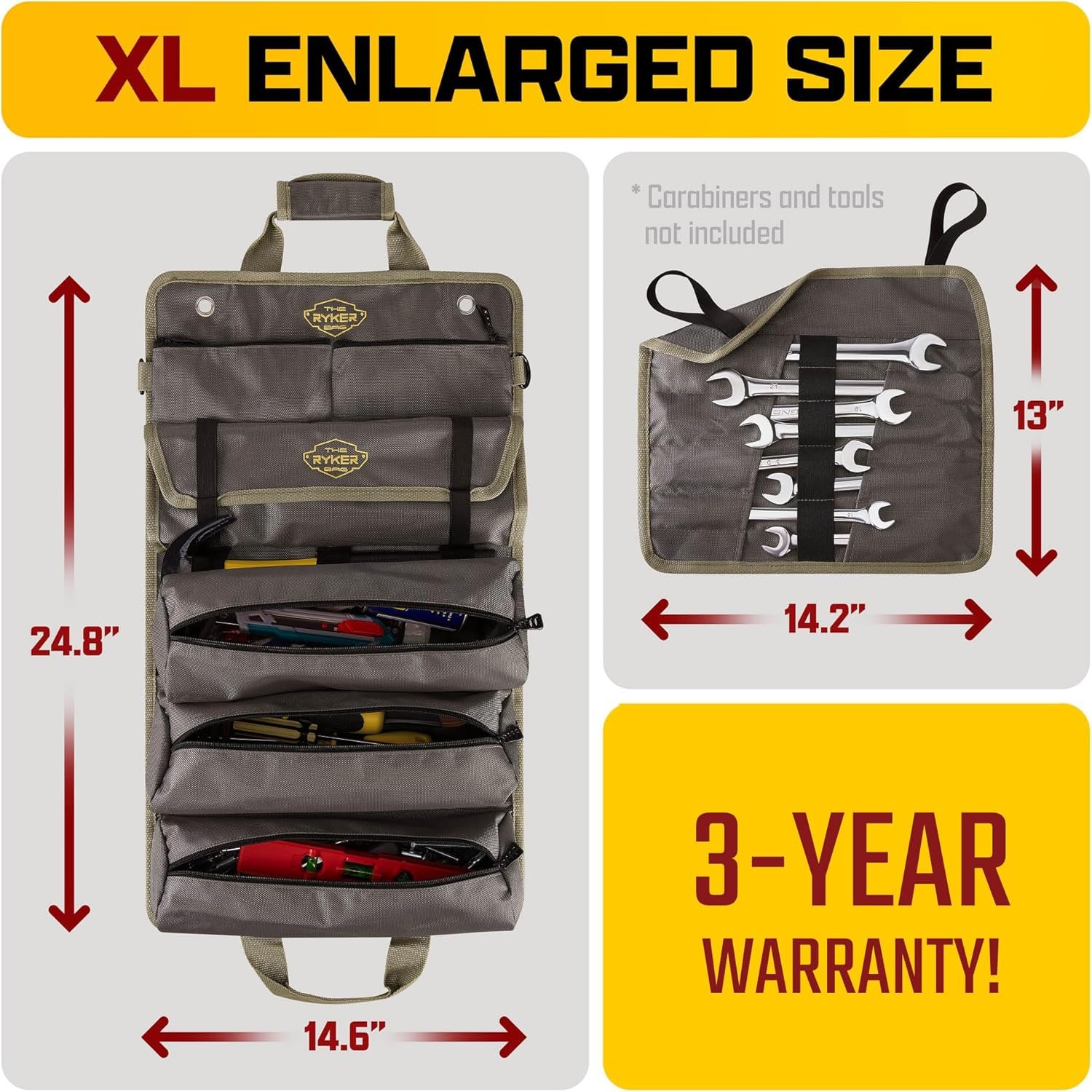 Private Label Roll Up Tool Bag Organizer Manufacturer for Motorcycle Mechanics Tool Storage with Custom Logo 4 Detachable Pouches Wrench Roll