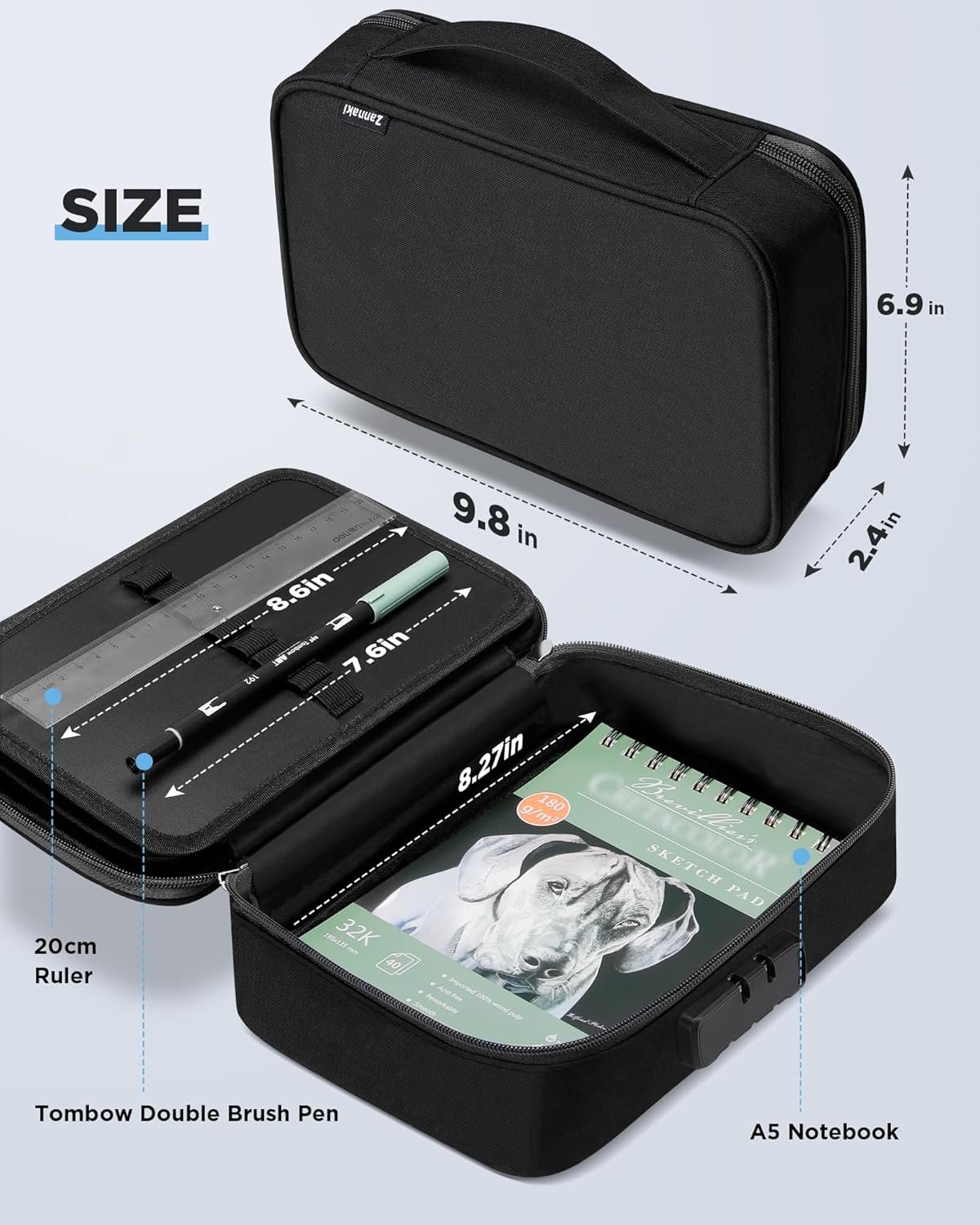 Custom Logo Big Capacity Storage Pouch Marker Pen Pencil Case Private Label Stationery Bag Art Tool Sketch Box for Bullet Journal Middle High School Office College Students Girls Women Adults Teens Manufacturer