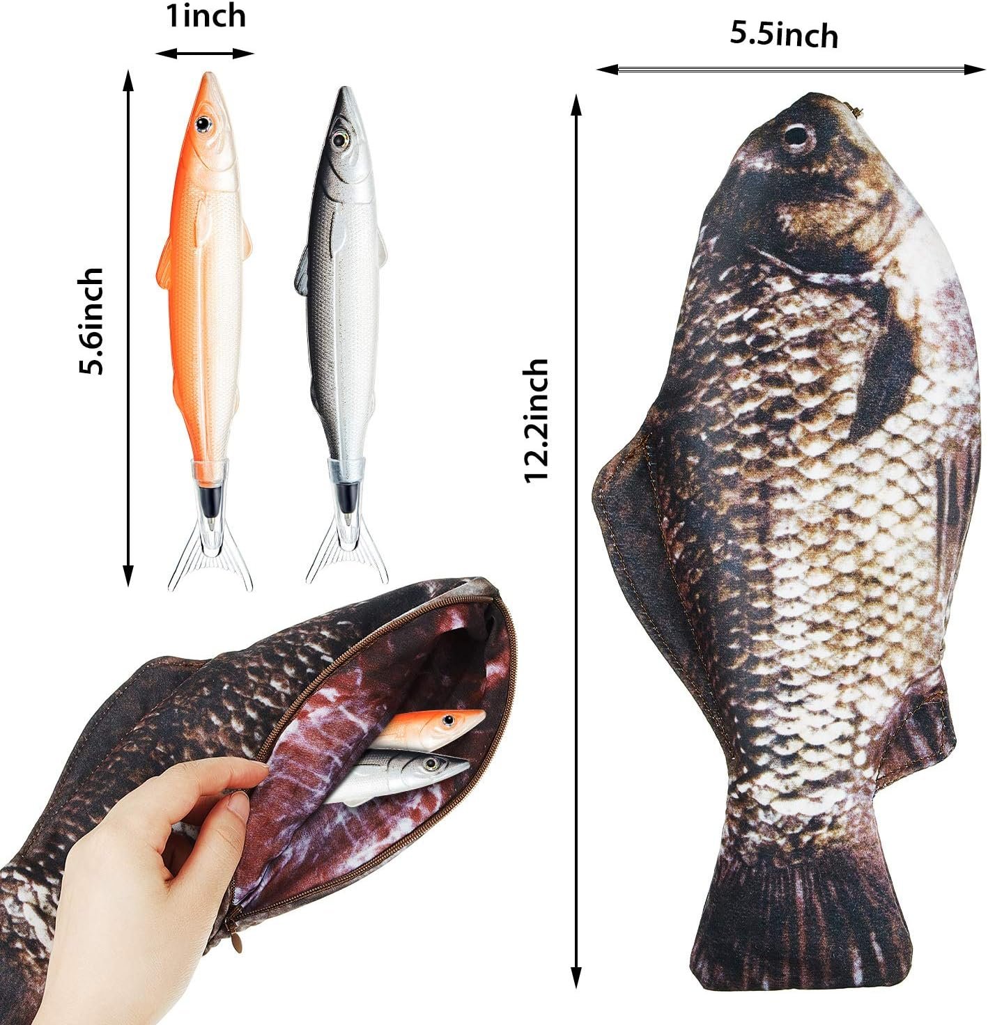 Private Label Custom Logo Fish Shaped Pencil Case Supplier with Padded Foam Lining and Cute Fish Pens