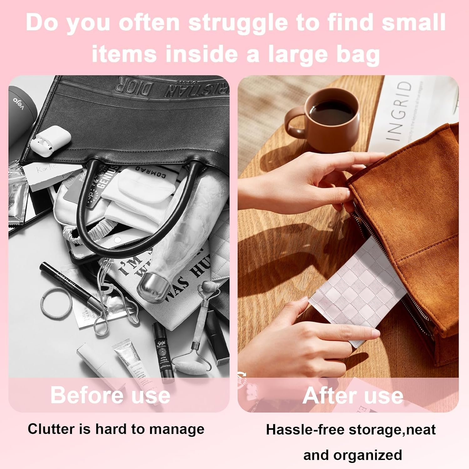 Private Label 4PCS Small Makeup Bag for Purse Mini Leather Pocket Cosmetic Bag for Women Custom Logo Waterproof Portable Makeup Pouch No Zipper Coin Purse Lipstick Bag Accessories Checkered Travel Storage Bag Manufacturer White Pink