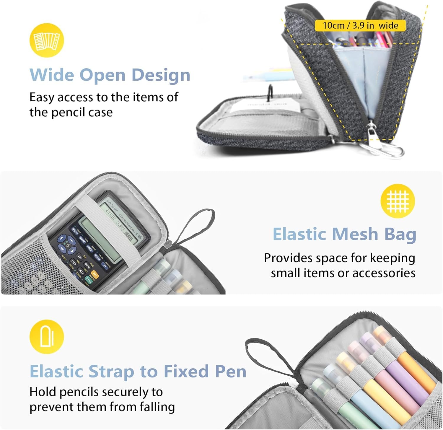 Custom Logo Big Capacity 3 Compartment Pencil Case Large Storage Durable Zipper Pen Holder Private Label School Office Organizer Portable Stationery Factory for Kids Teens Students Boys Girls Adults