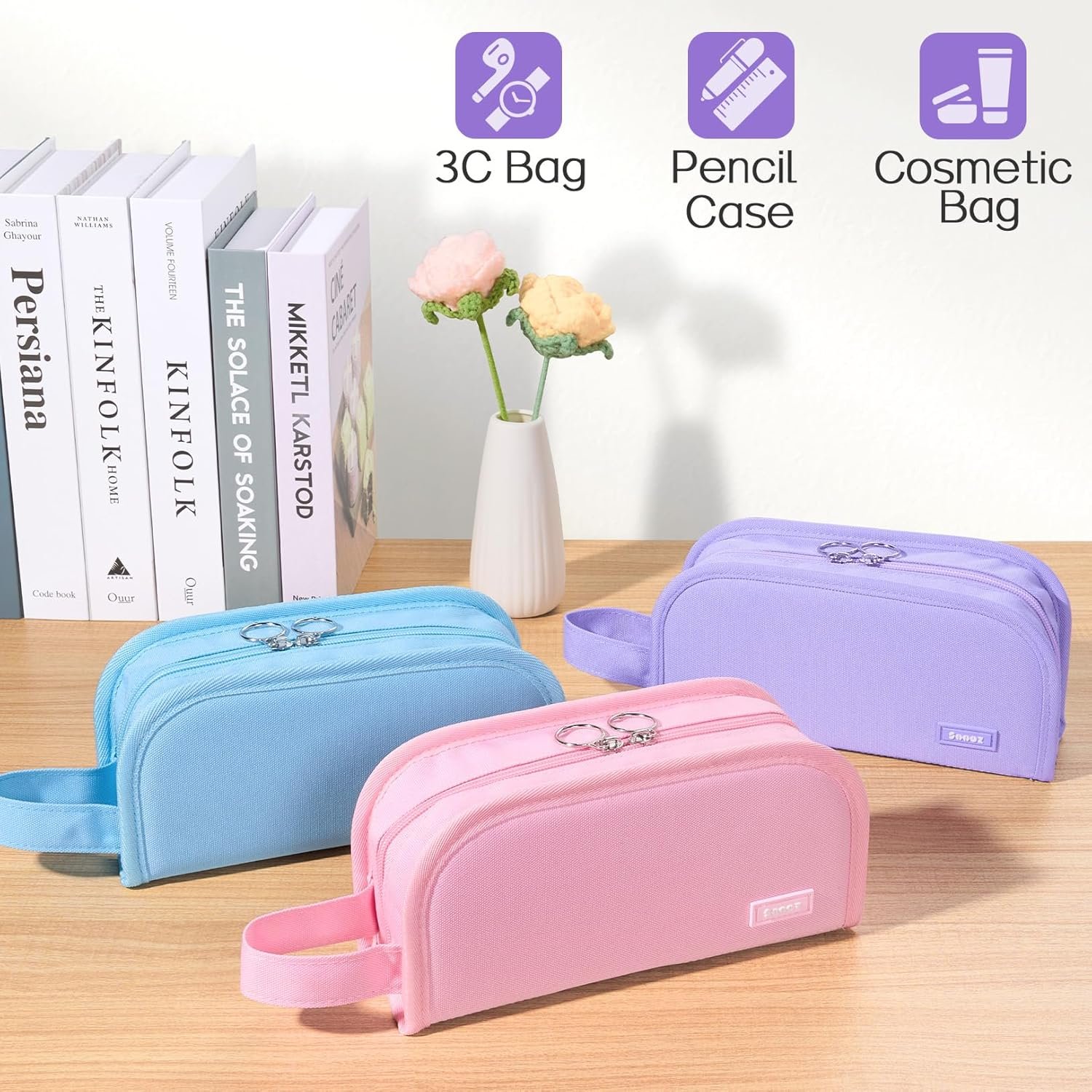 Private Label Wide Opening Large Capacity Pencil Case Custom Logo Pouch Organizer Aesthetic Pencil Bag Manufacturer for School Supplies Stationery Markers Makeup